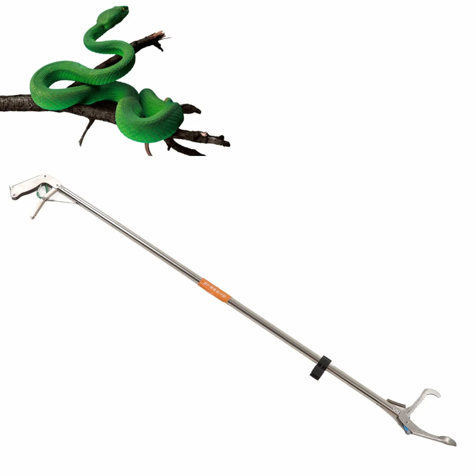 TOPINCN Pince à serpent pliable auto-verrouillable en acier inoxydable pour manipuler reptiles