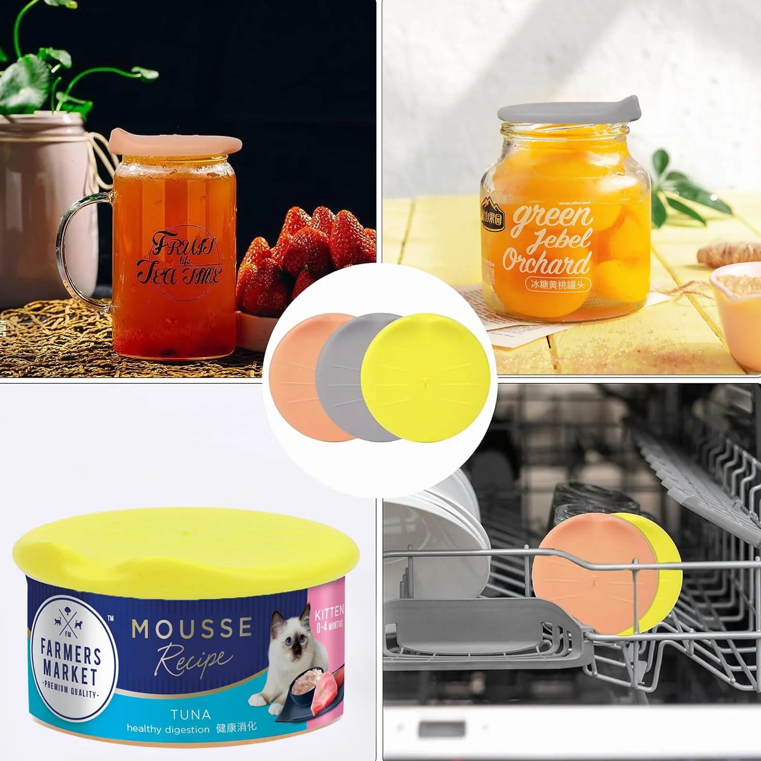 Paquet de 6 Couvercle Silicone de Conserve Cuillères à Nourriture pour Chats pour le Stockage des Aliments Humides