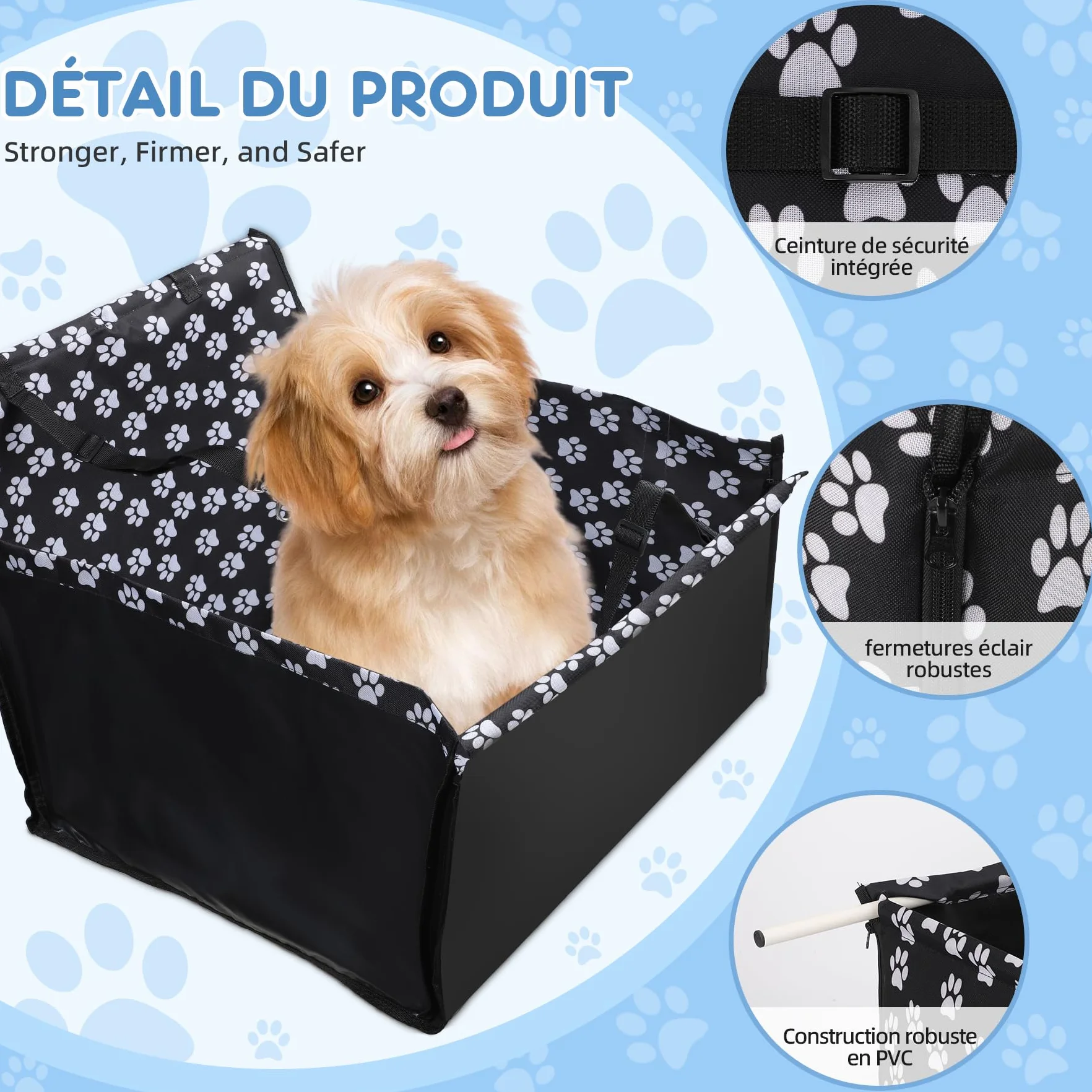 Wimypet Siège Auto Chien 3-en-1 Étanche Tissu Oxford 68x57x33 cm