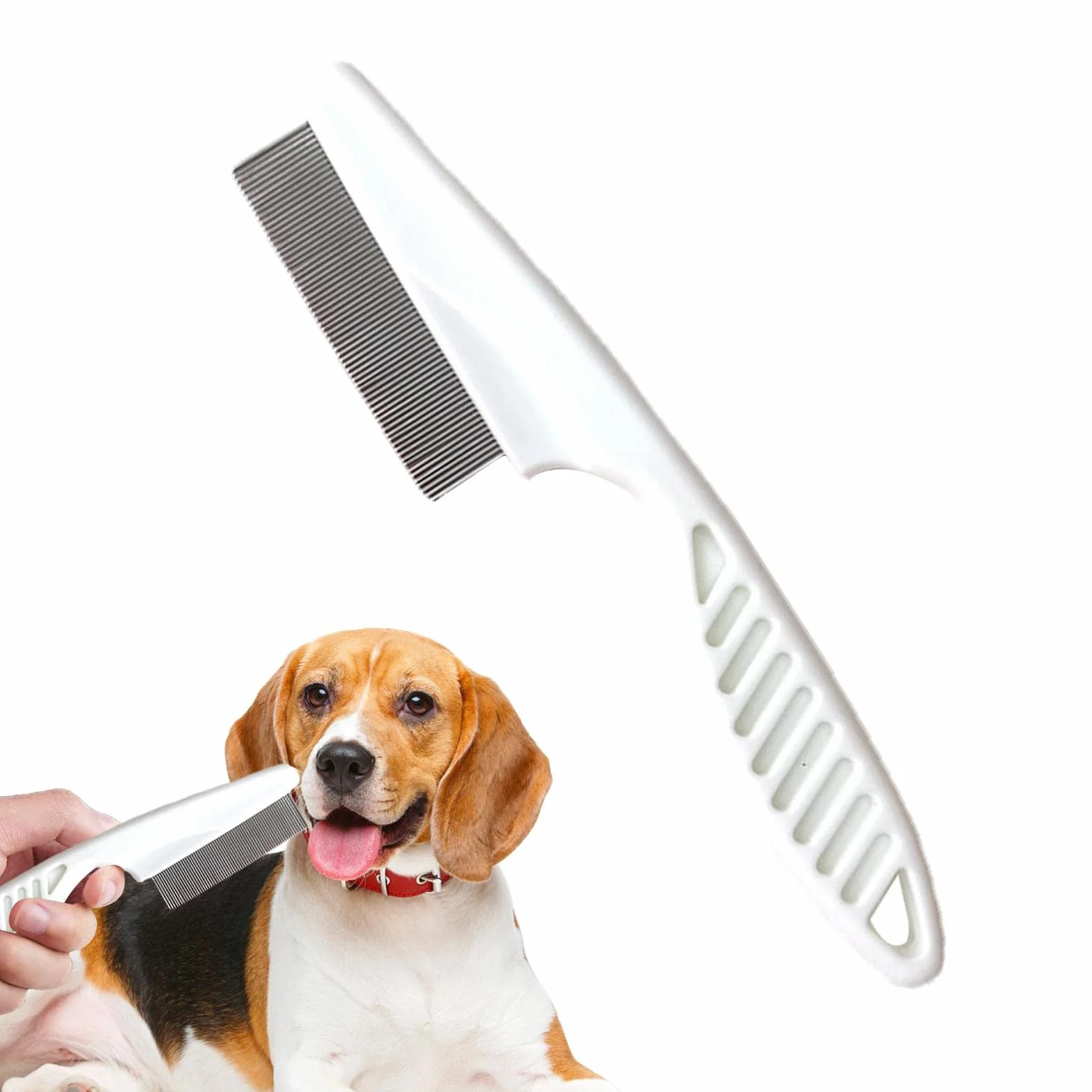 Brosse à puces pour chien Peigne anti-puces et tiques avec poignée épaissie