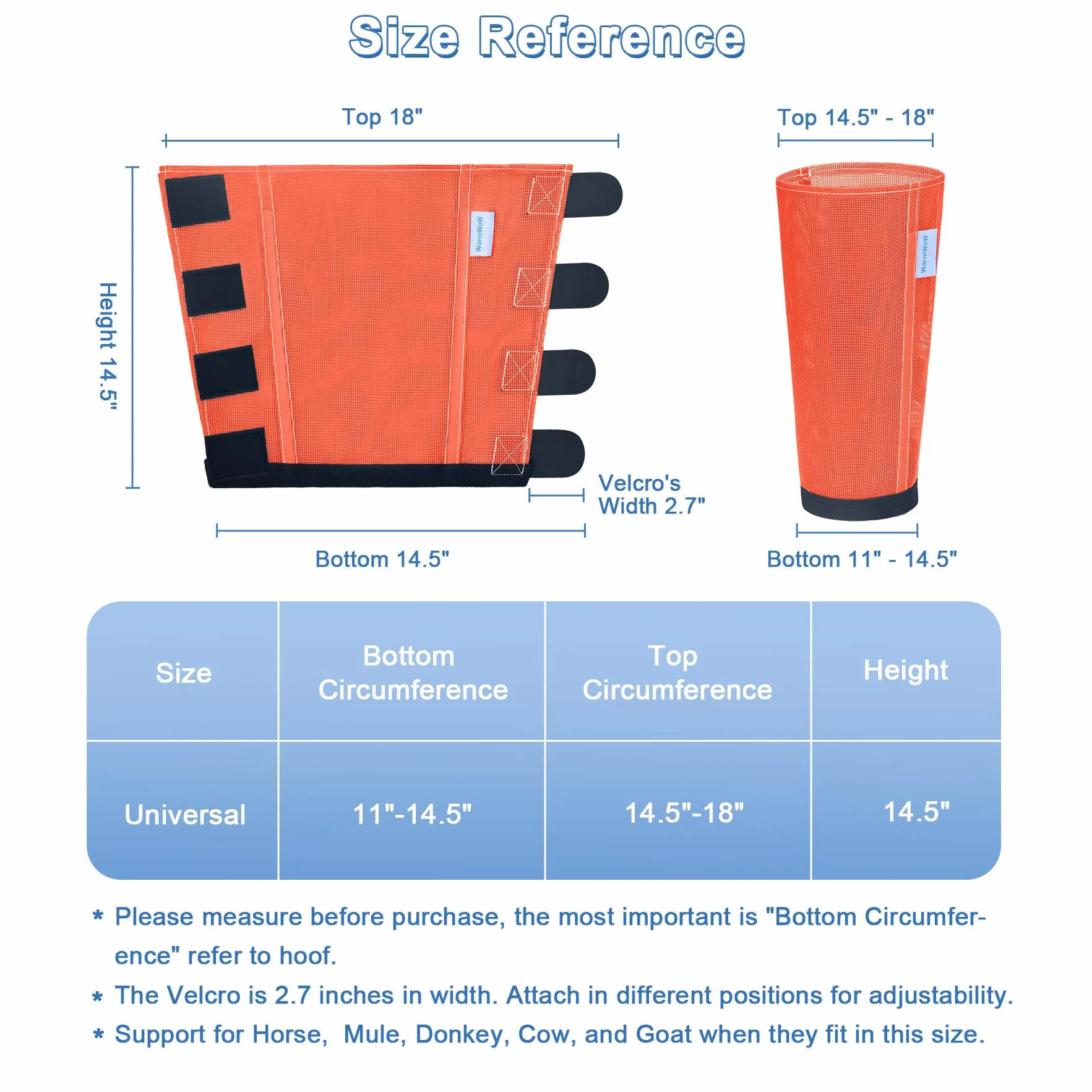 Bottes anti-mouches pour chevaux Lot de 4 - Maille ample réglable - Orange