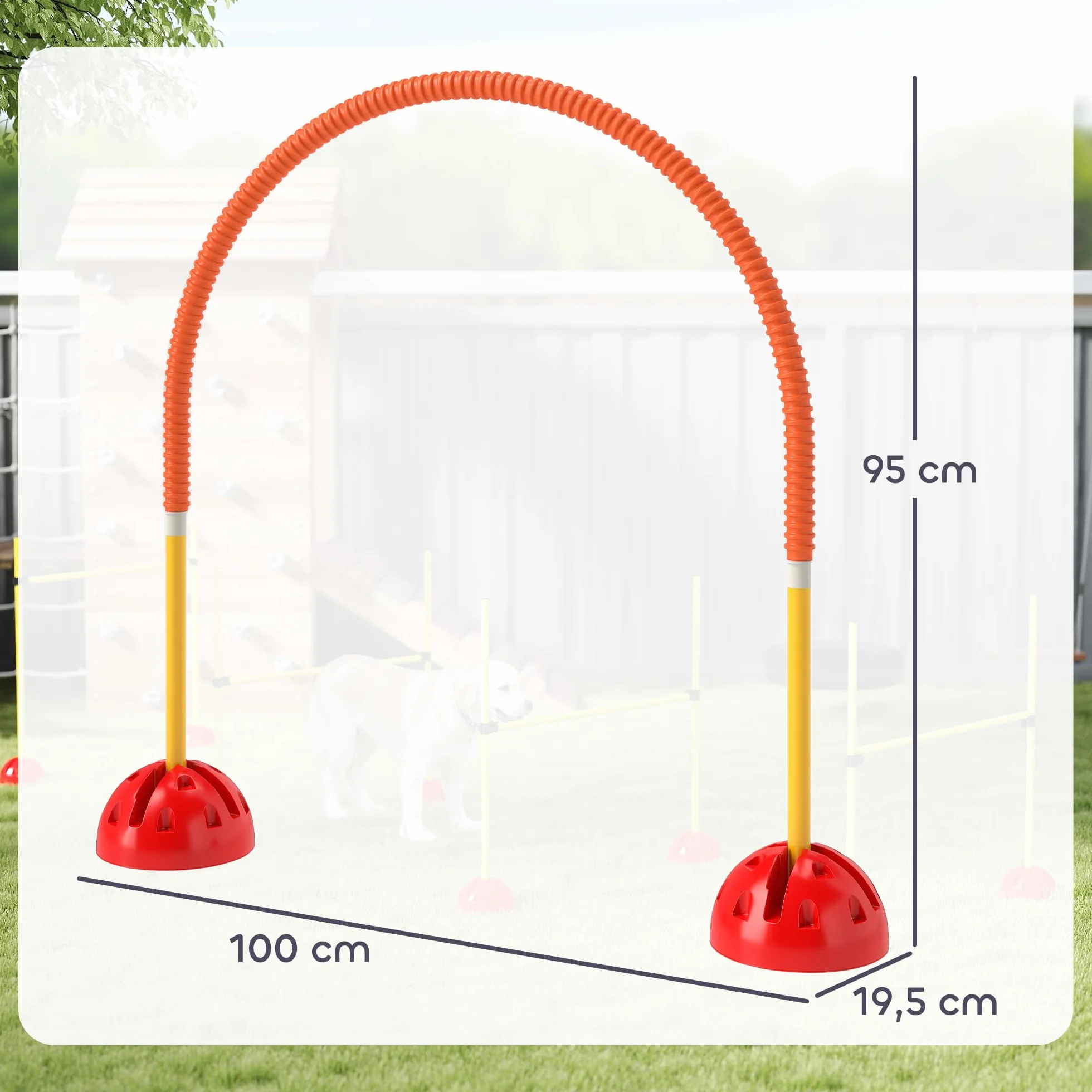 PawHut Kit d'équipement d'agilité pour Chien avec 4 Portes à Largeur réglable, Sac de Transport, Jaune et Orange