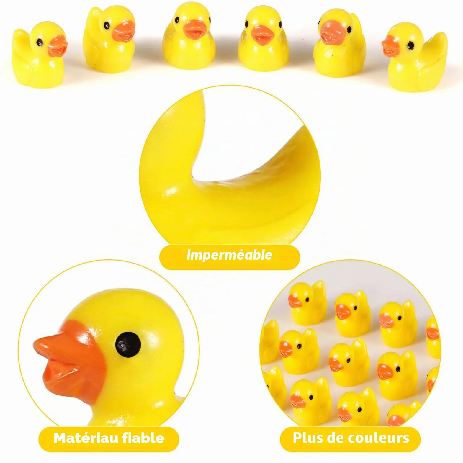 Mini Canards en Résine Lot de 100 Figurines d'Animaux pour Aquarium Décoration Jardin Jaune