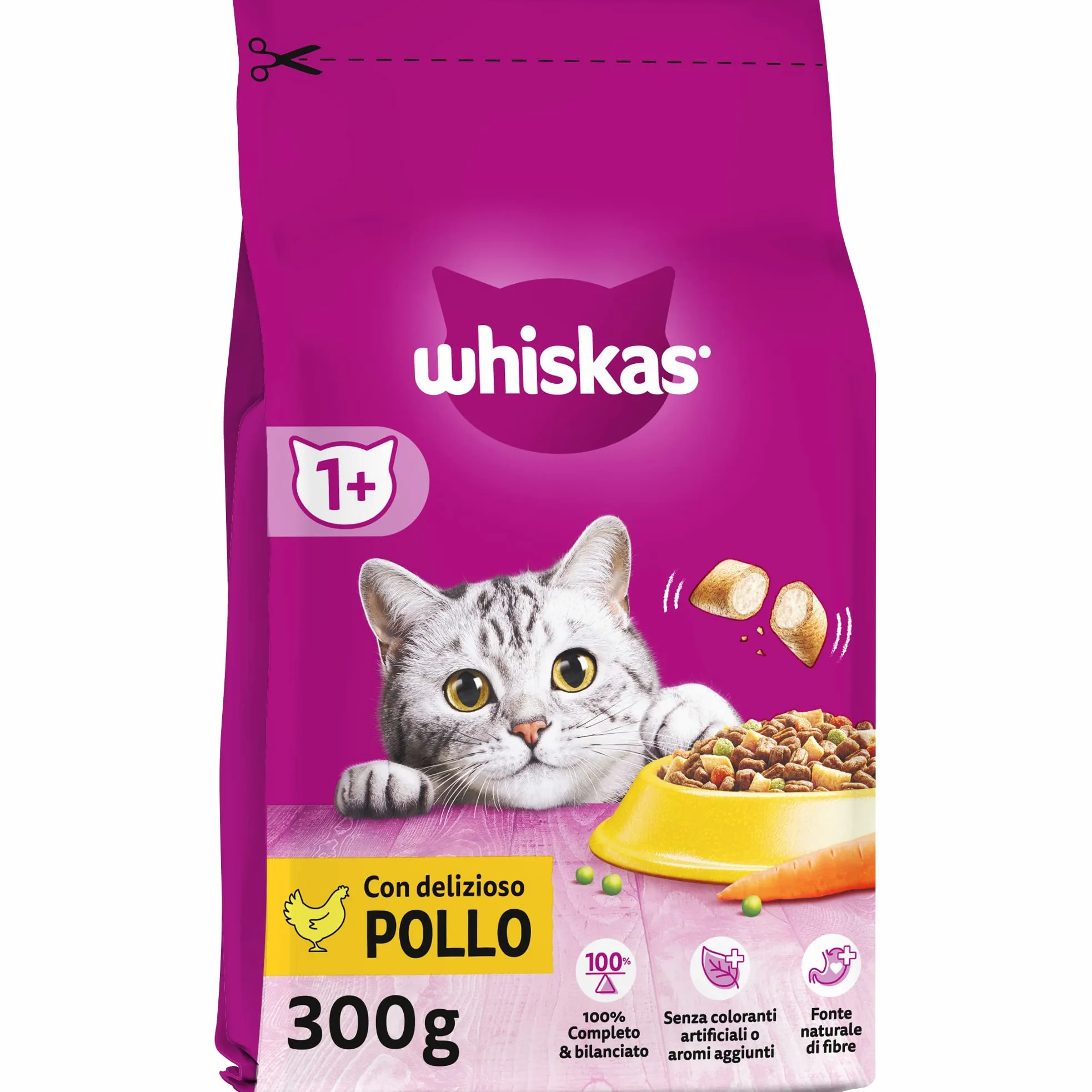 Whiskas Croccantini Adult 1+ avec Poulet - Nourriture sèche pour Chat Adulte 14 Paquets de 300 g