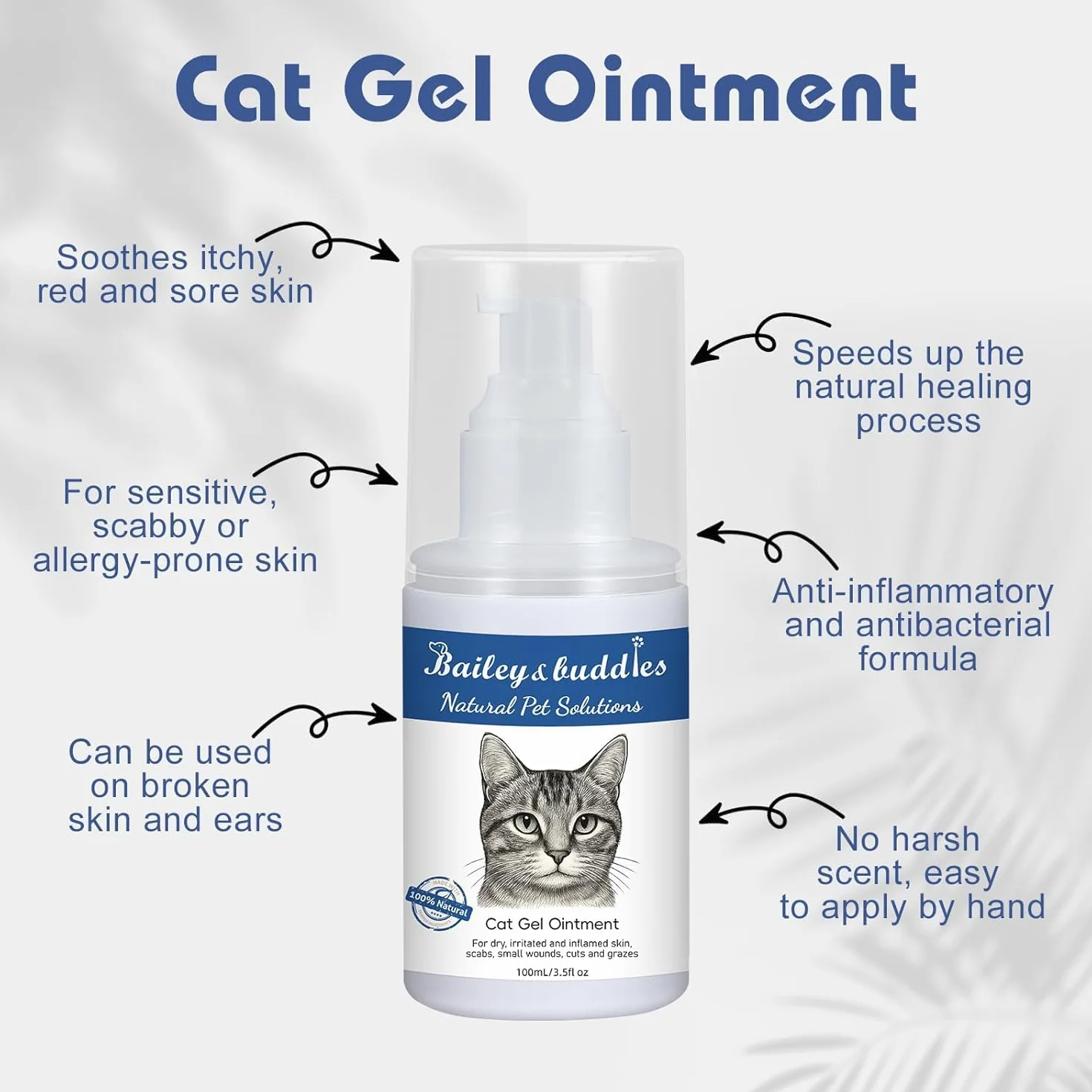 Bailey & buddies Pommade Naturelle pour la Peau de Chat, soulage Peau sèche, démangeaisons, Points Chauds, eczéma et Allergies