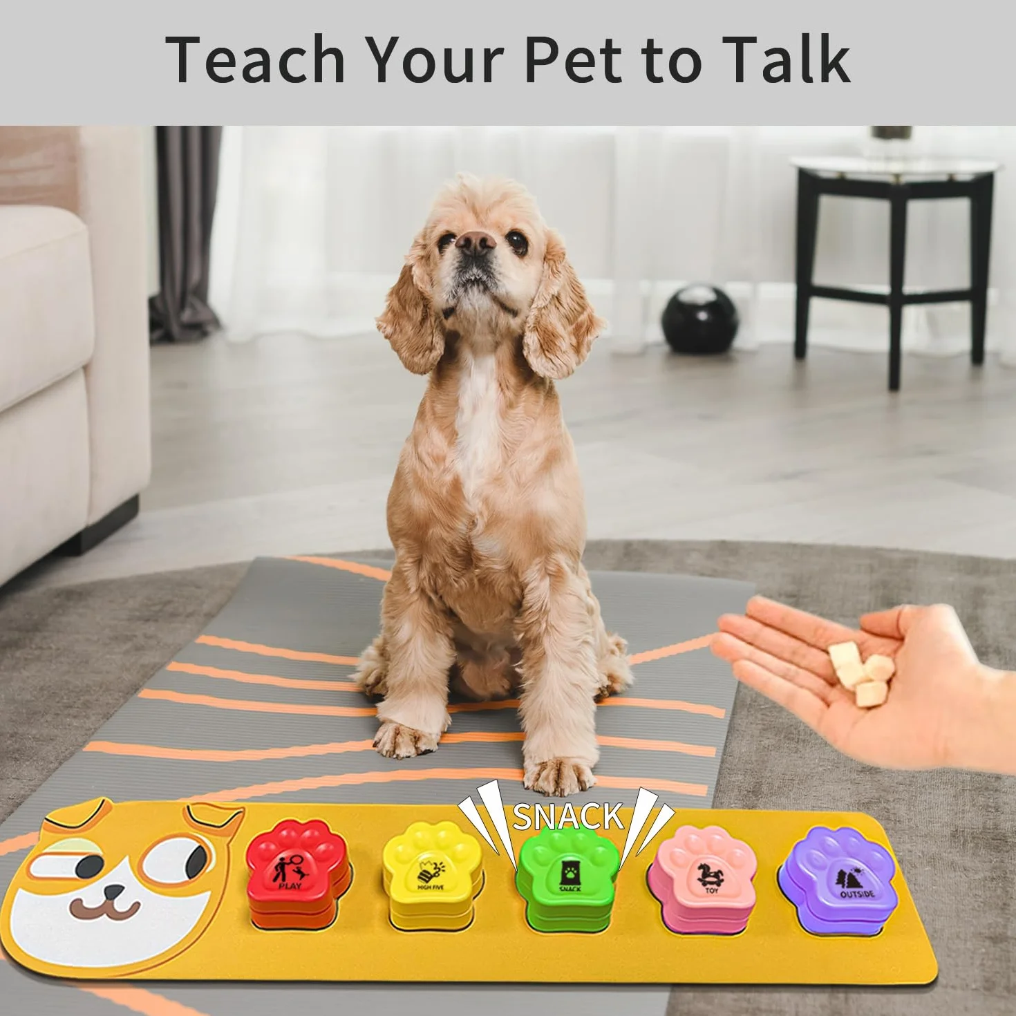 Lot de 5 Boutons pour Chien,Bouton Chien,Boutons de Communication pour Chien,Entraînement des Animaux de Compagnie,Bouton pour la Communication - 30 Secondes d'enregistre,Ment Vocal