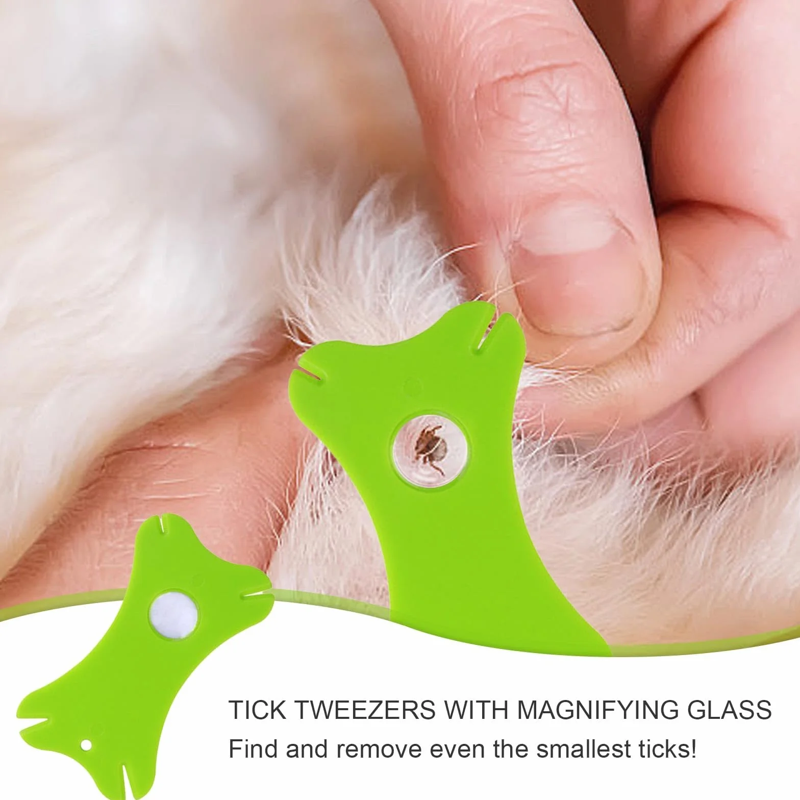 Pince à Tiques, 6 Pièces Pince à Tique Chien, Pince-Anti Tique, avec Loupe et Sac de Rangement, Idéales pour Retirer Les Tiques, Les Poux et Saletés