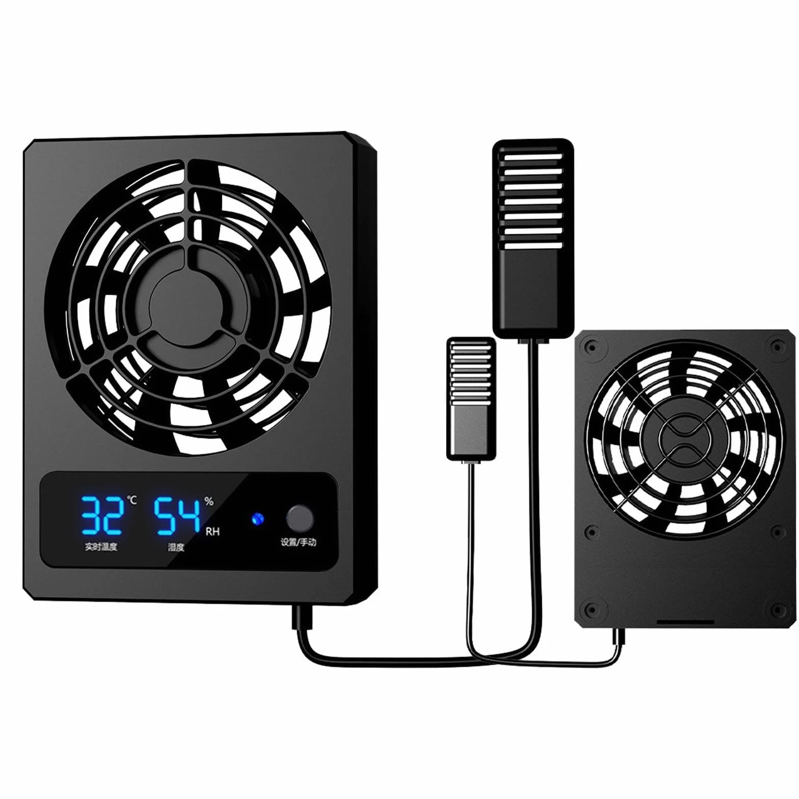 Fan de reptile - Gauge d'humidité du reptile intelligent avec affichage LED | Ventilateur de refroidissement, ventilateur de ventilation pour les serpents, terrarium de forêt tropical