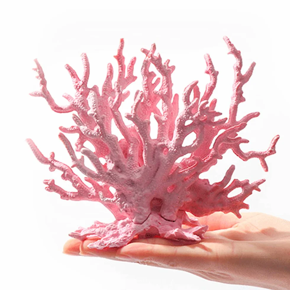 Branche de Corail en Résine Rose 17x13cm Décoration Aquarium