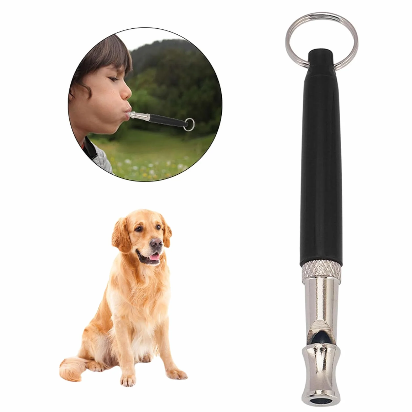 Sifflet pour chien à ultrasons haute fréquence silencieux, Fréquence réglable, Noir