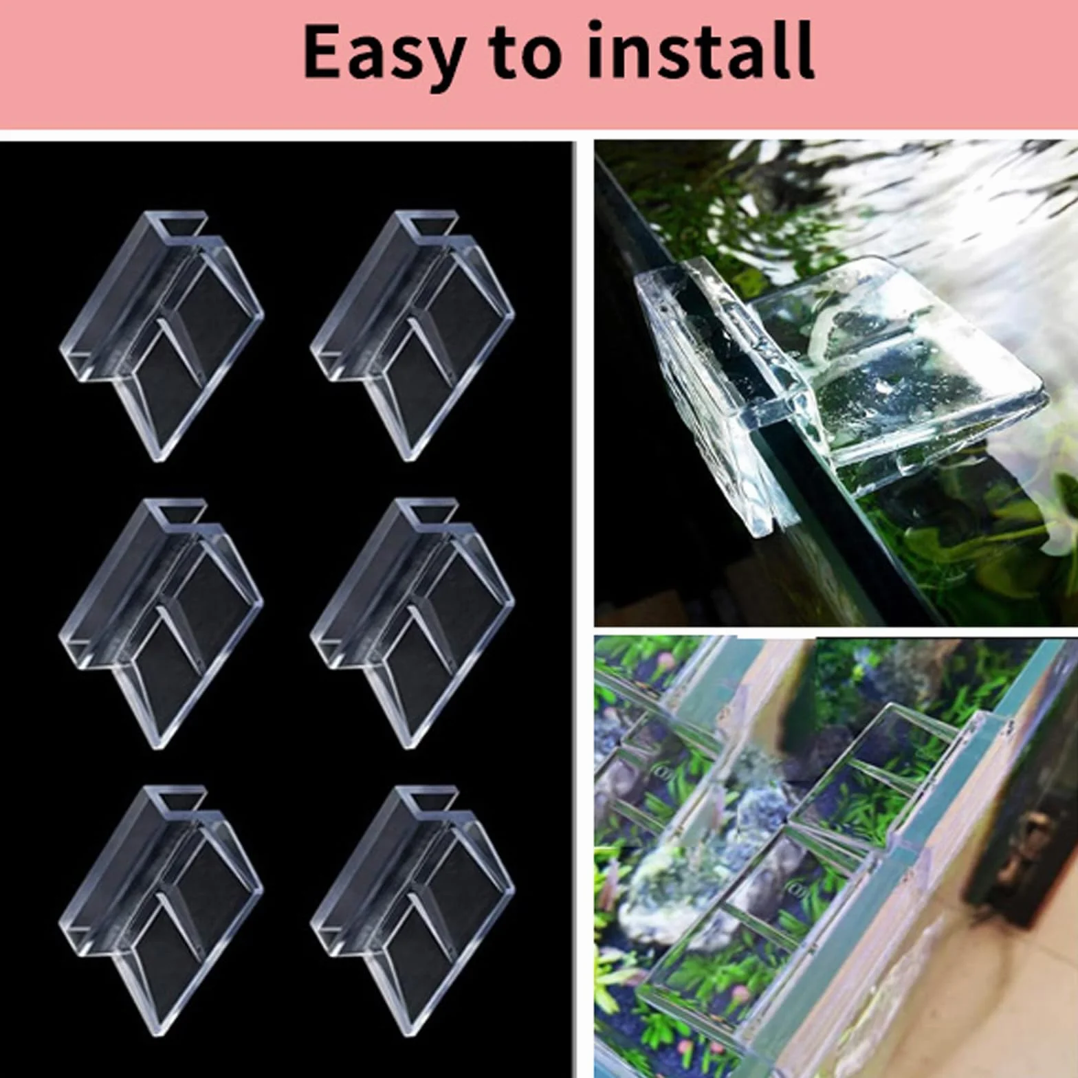 Clips de Protection en Verre pour Aquarium 6mm, Support d'Aquarium Acrylique, 6 Pièces