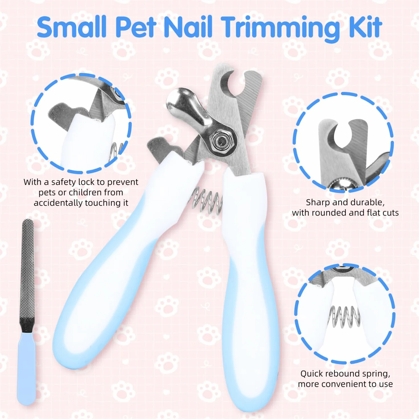 Nobleza Kit de Toilettage pour Petits Animaux 6 Pièces Brosse à Raclette Gant de Bain Peigne Hamster Bleu