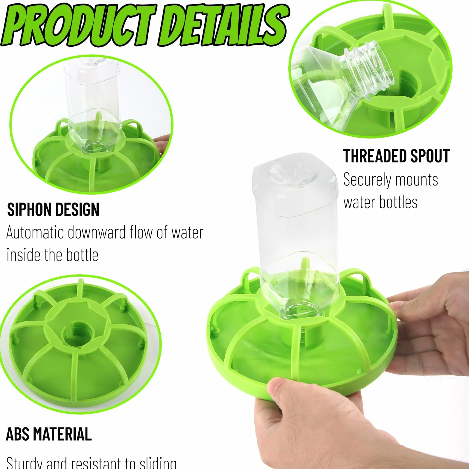 Abreuvoir pour Reptiles Tortue Terrestre avec Bouteille d'eau Plastique Vert
