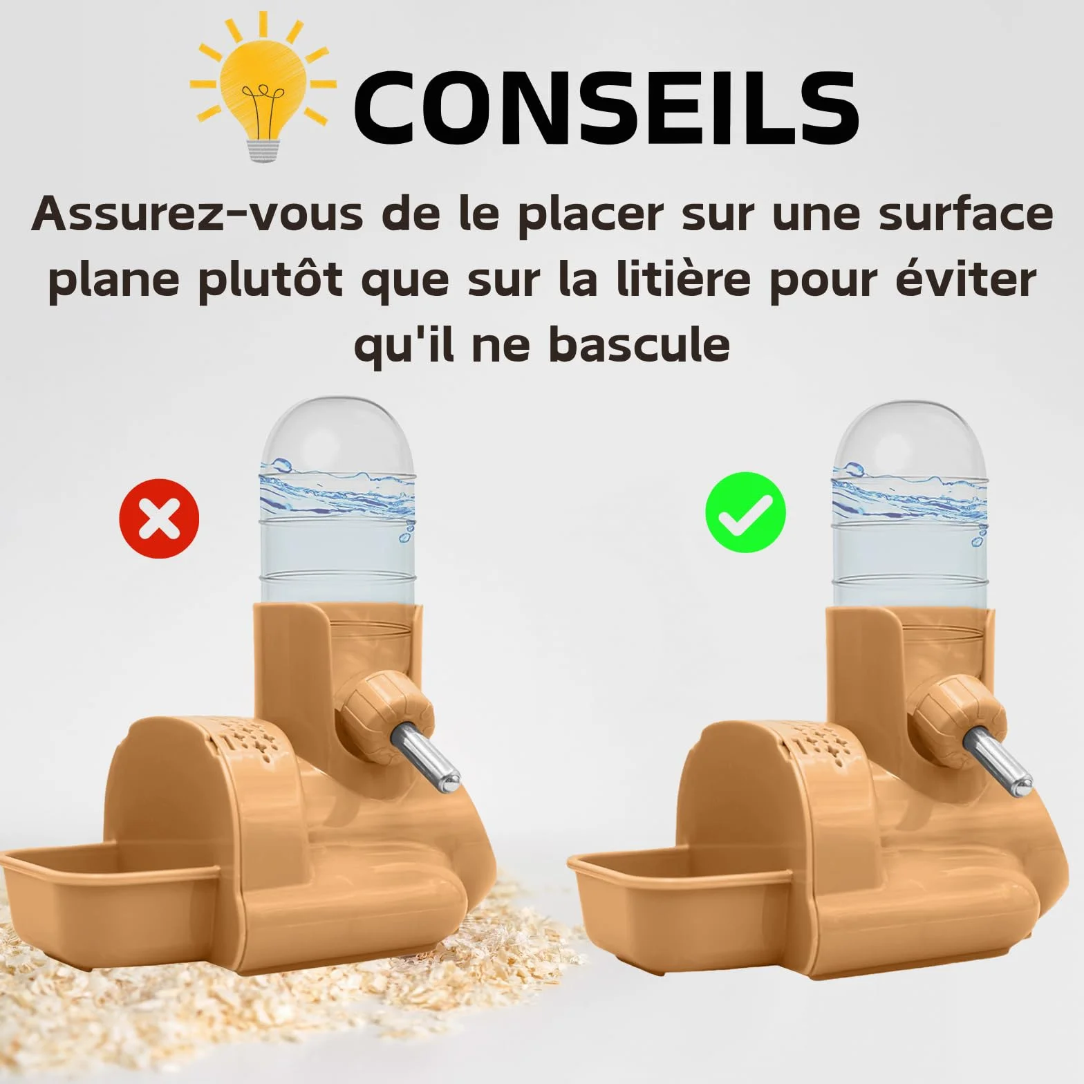 Abreuvoir pour Hamsters Suspendu avec Support Petite Bouteille d'Eau Orange