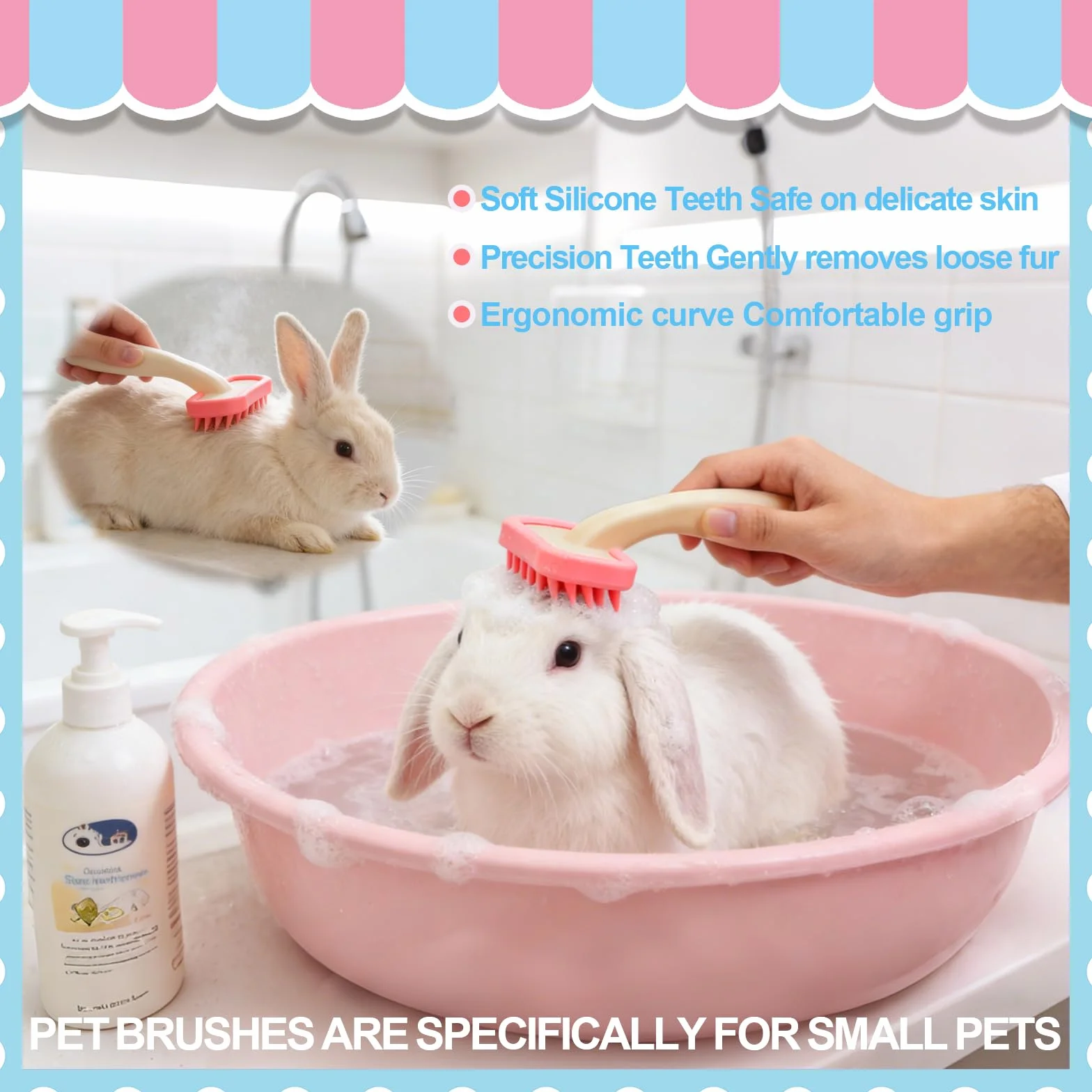 Kit de toilettage pour lapins avec brosse, coupe-ongles et peignes pour animaux de compagnie