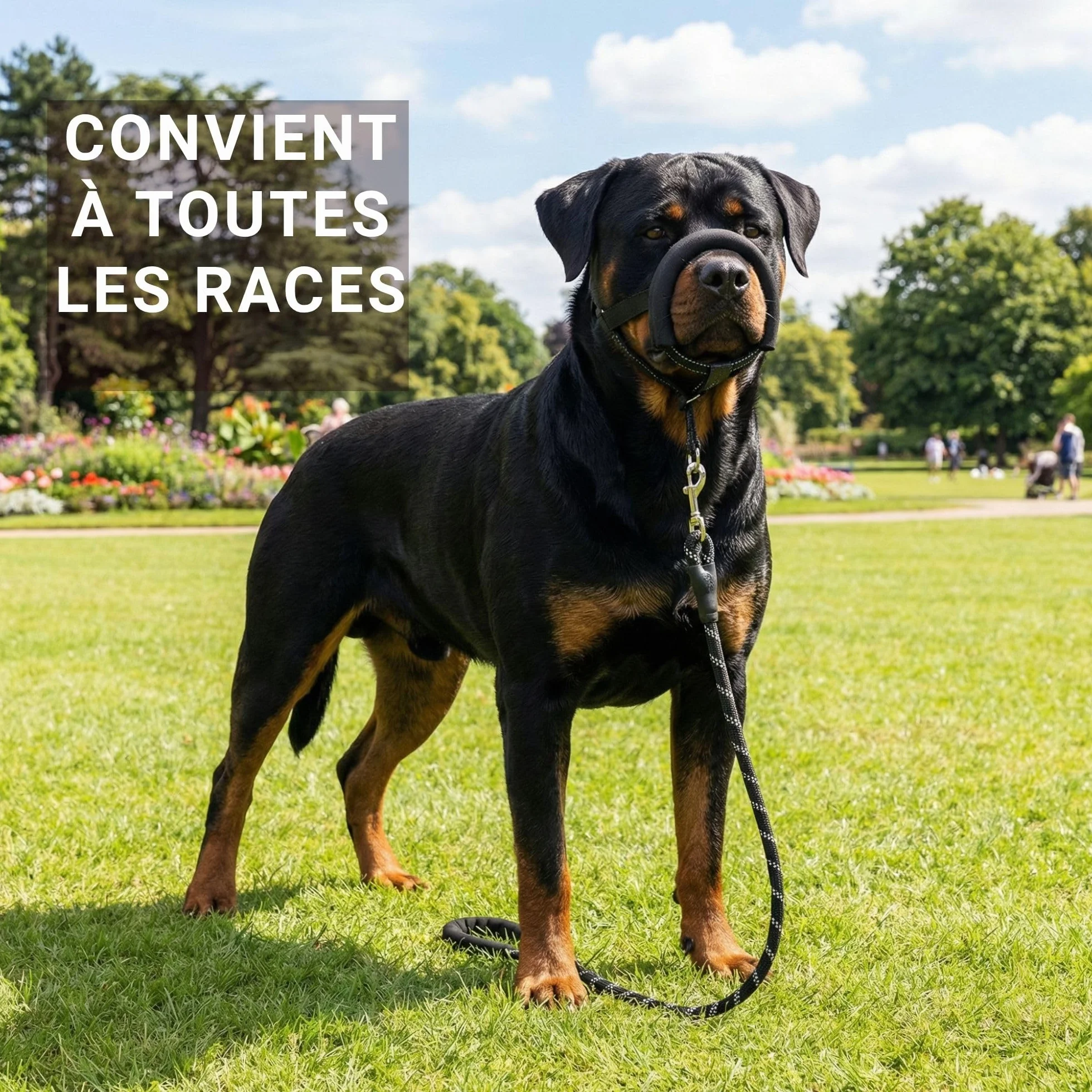 SOLDAY Laisse Anti Traction Chien 2m Lasso Multiposition Réfléchissante Noir