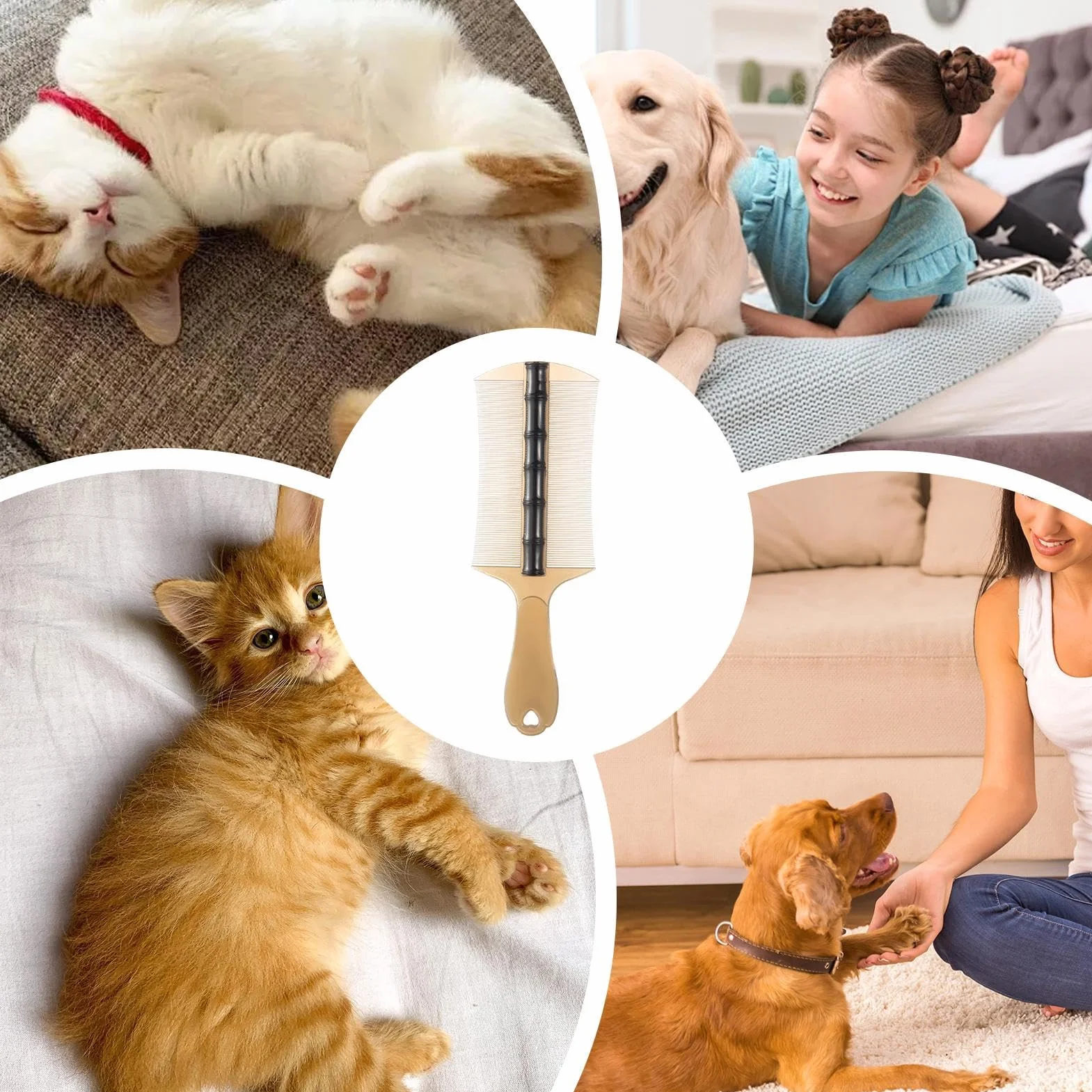 Peigne anti-puces pour chien et chaton polyvalent de toilettage