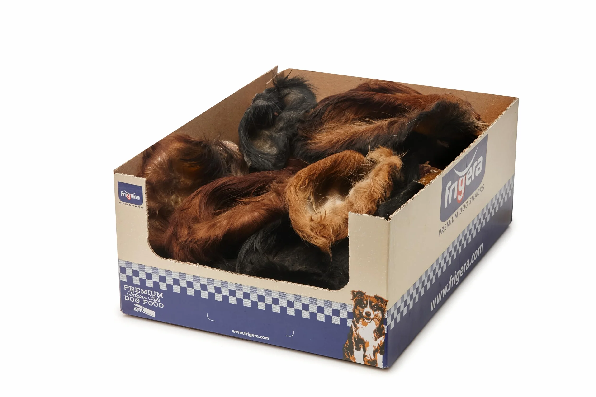 Frigera Oreilles avec Lobe et Poils 25pcs 1250g – Friandise Naturelle pour Chiens, sans Gluten et sans céréales, mâchage Durable