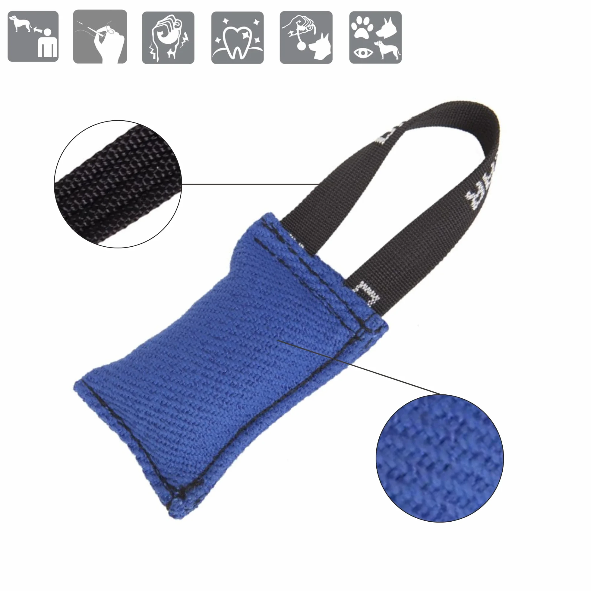 Dingo Gear Tug en Toile française 5 x 10 cm Bleu
