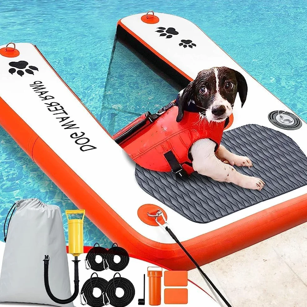 Rampe d'eau extra large pour chien, échelle antidérapante pour piscine, quai et bateau 68 kg