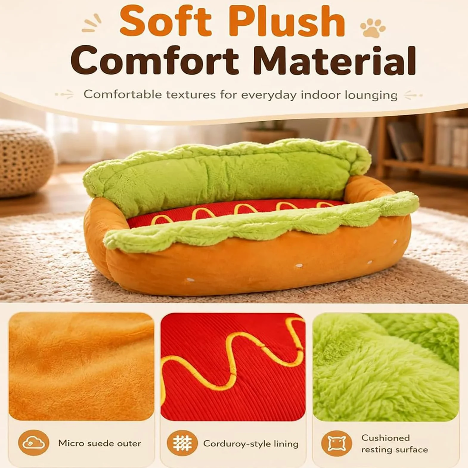 ZVD Panier pour Chien et Chat, Lit Douillet en Peluche pour Petit Animal M | Nid Chaud avec Coussin Amovible Lavable, Idéal Chiot, Teckel, Chaton, Maison, Chambre et Coin Repos