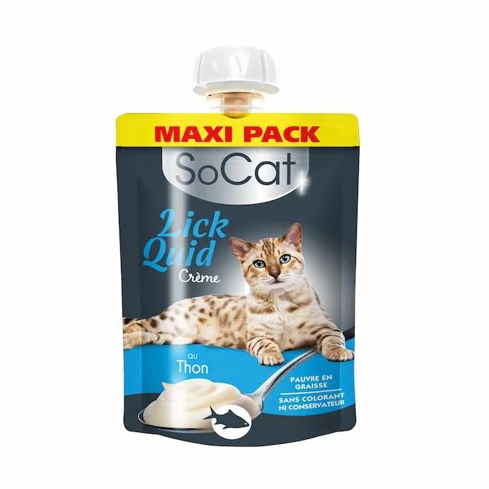 Riga - Socat Lick Quid - Friandises pour Chat - Snack Humide Au Thon - Crème A Lécher - Riche en Protéines - sans Céréales - Faible en Graisses - Récompense Idéale - Maxi Pack - 90 g