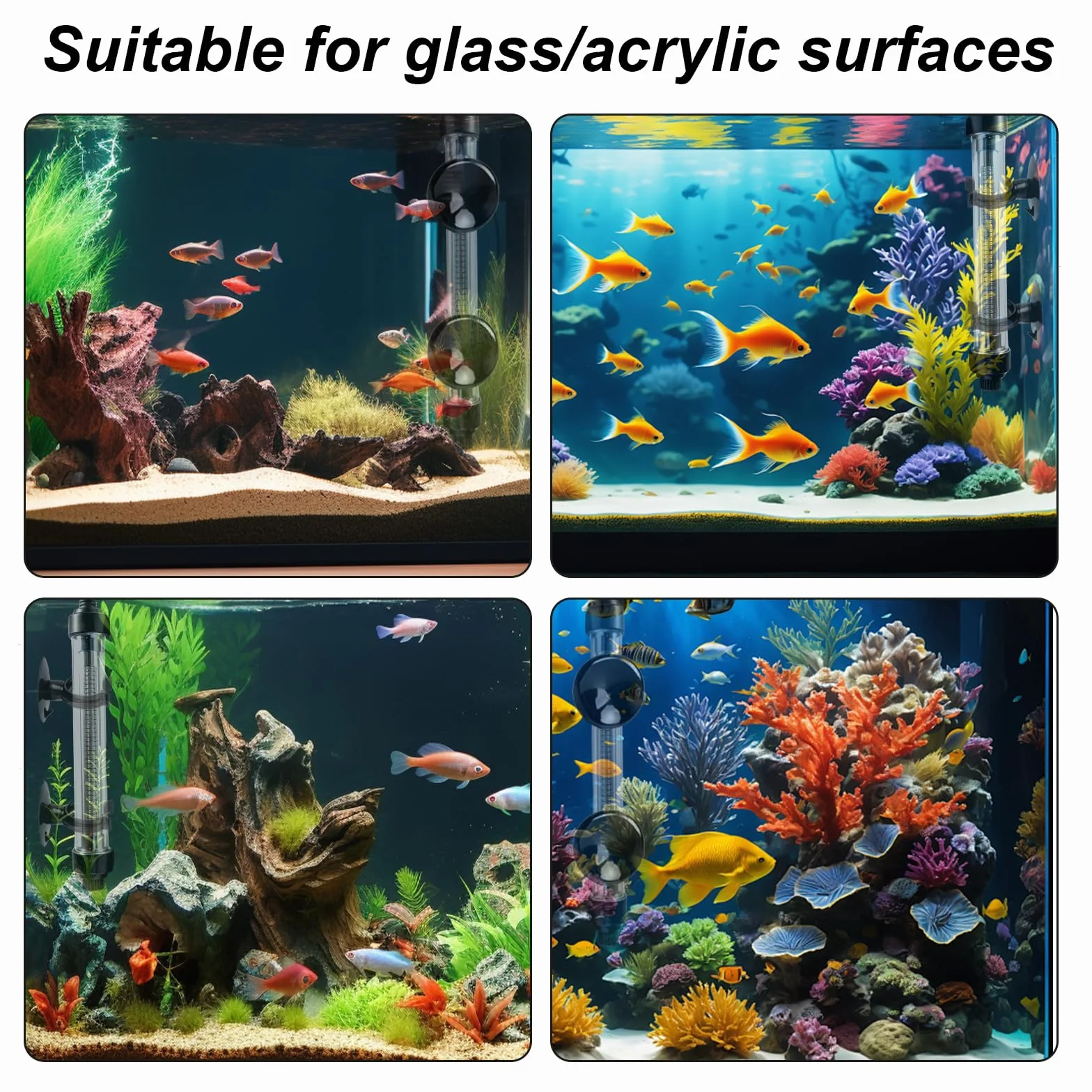 Ventouses de chauffage d'aquarium Lot de 25 - Noir - Diamètre intérieur 17 mm