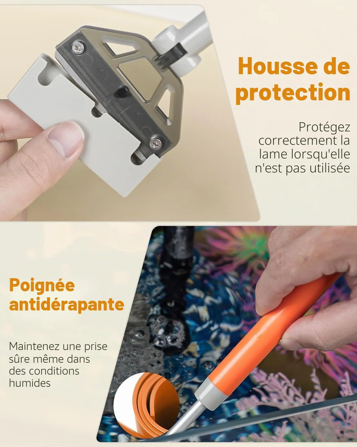 Pawfly Grattoir à Algues pour Aquarium 2 en 1, 66cm Nettoyeur Vitre avec Brosse & 5 Lames Acier Inoxydable