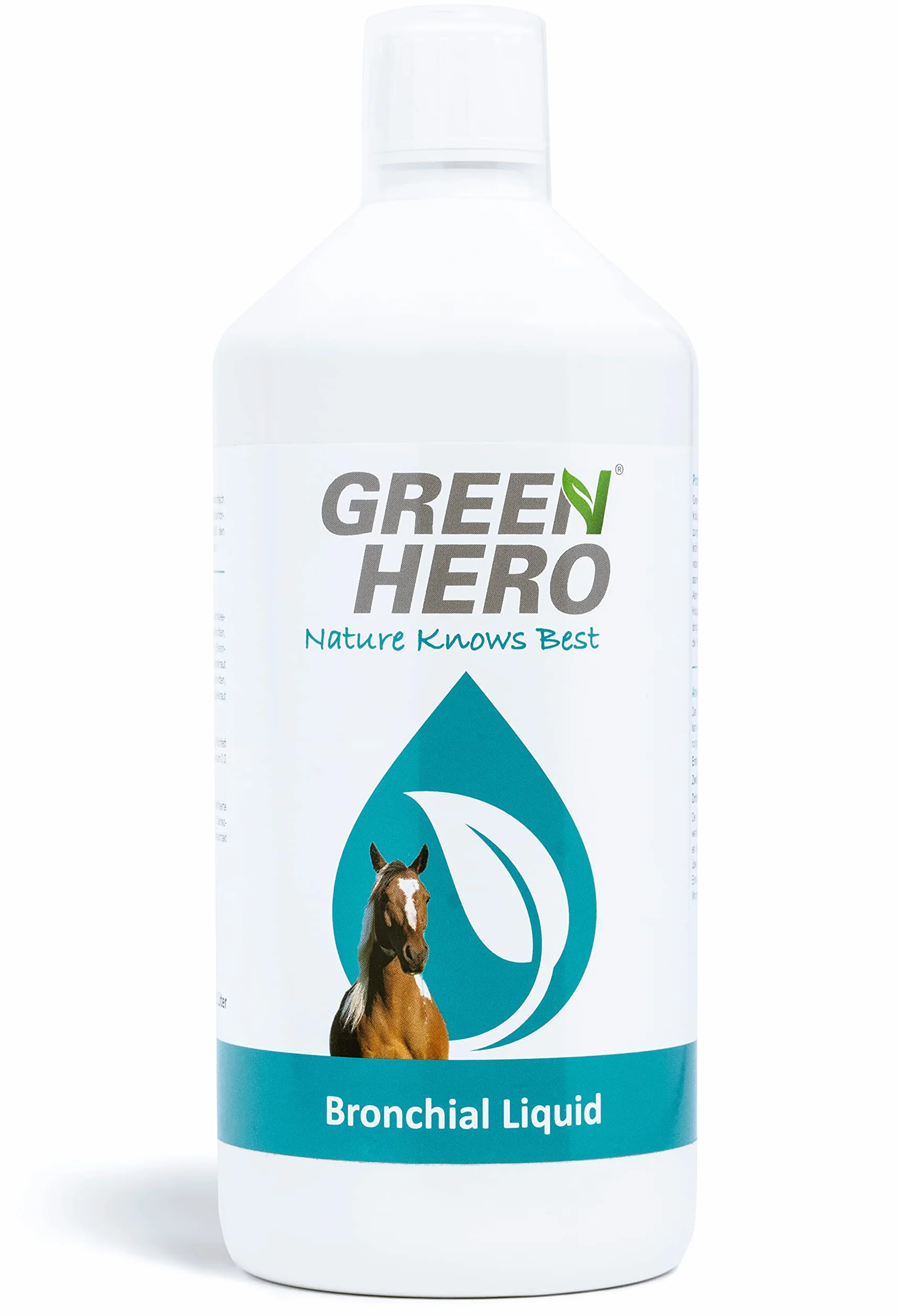 Green Hero Bronchial Liquid pour Chevaux 1000 ML – Jus d'herbes bronchiques avec extraits d'herbes de thym, fenouil et Plus – Jus bronchique avec Herbes respiratoires pour renforcer Les Voies