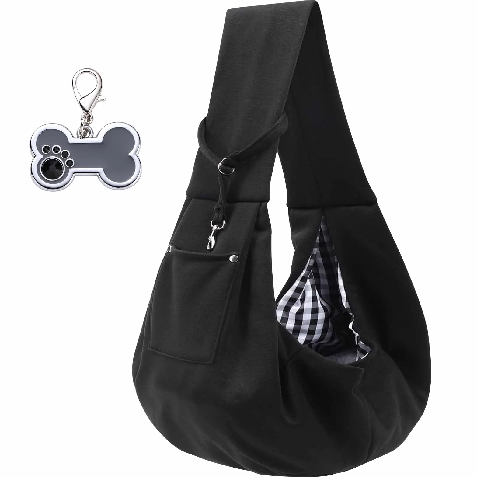 TYXHXTF Sac de Transport pour Chien Chat, Réglable Sac à Bandoulière Mains Libres Petit Chien, Portable Bandoulière pour Animal de Compagnie avec médaille, pour l'extérieur, Les Voyages, Marche（Noir）