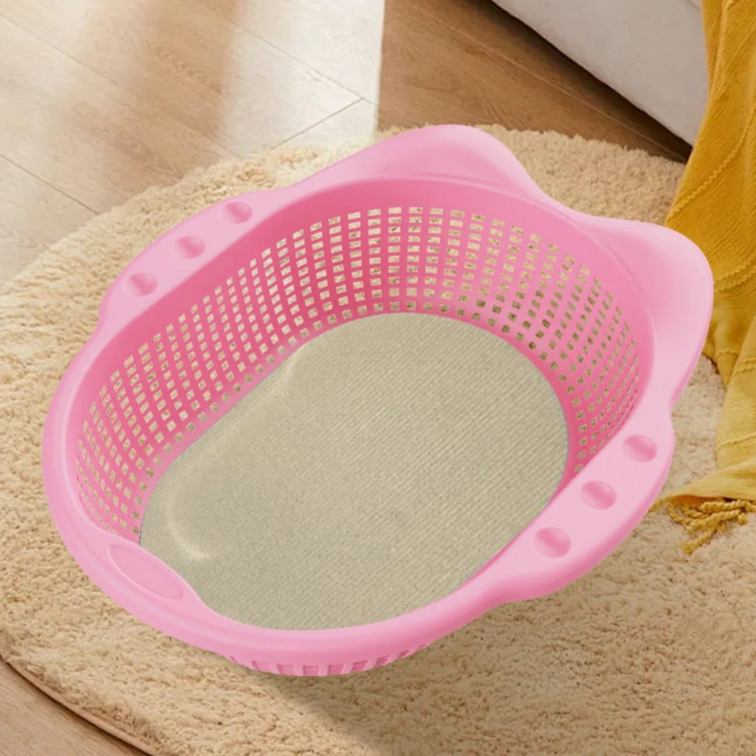 Panier Aéré Lavable pour Chats, Petits Chiens, Intérieur, Salon, Gris