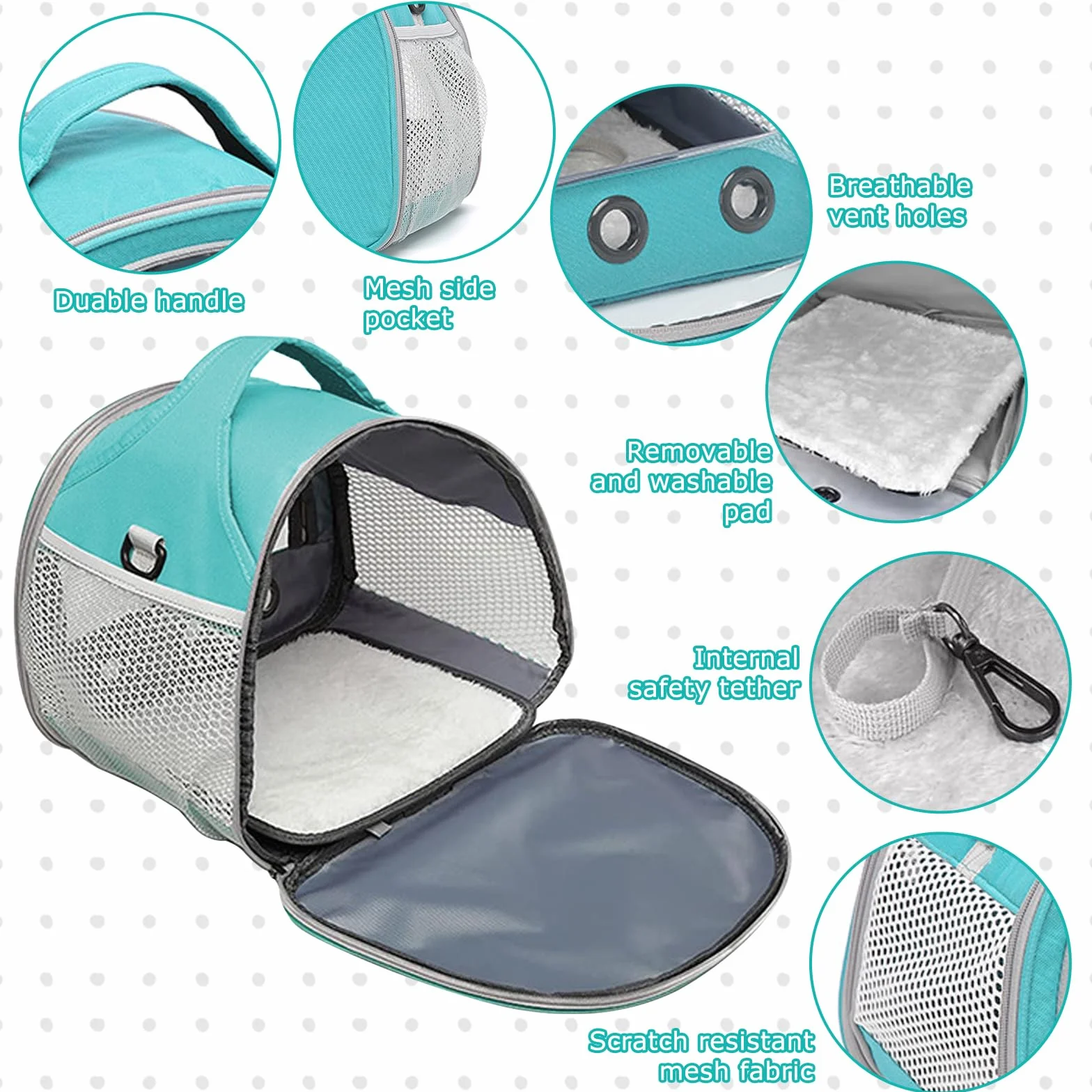Sac de Transport pour Petits Animaux 30x27x21 cm Cage Portable Oiseaux Rats Cochons d'Inde