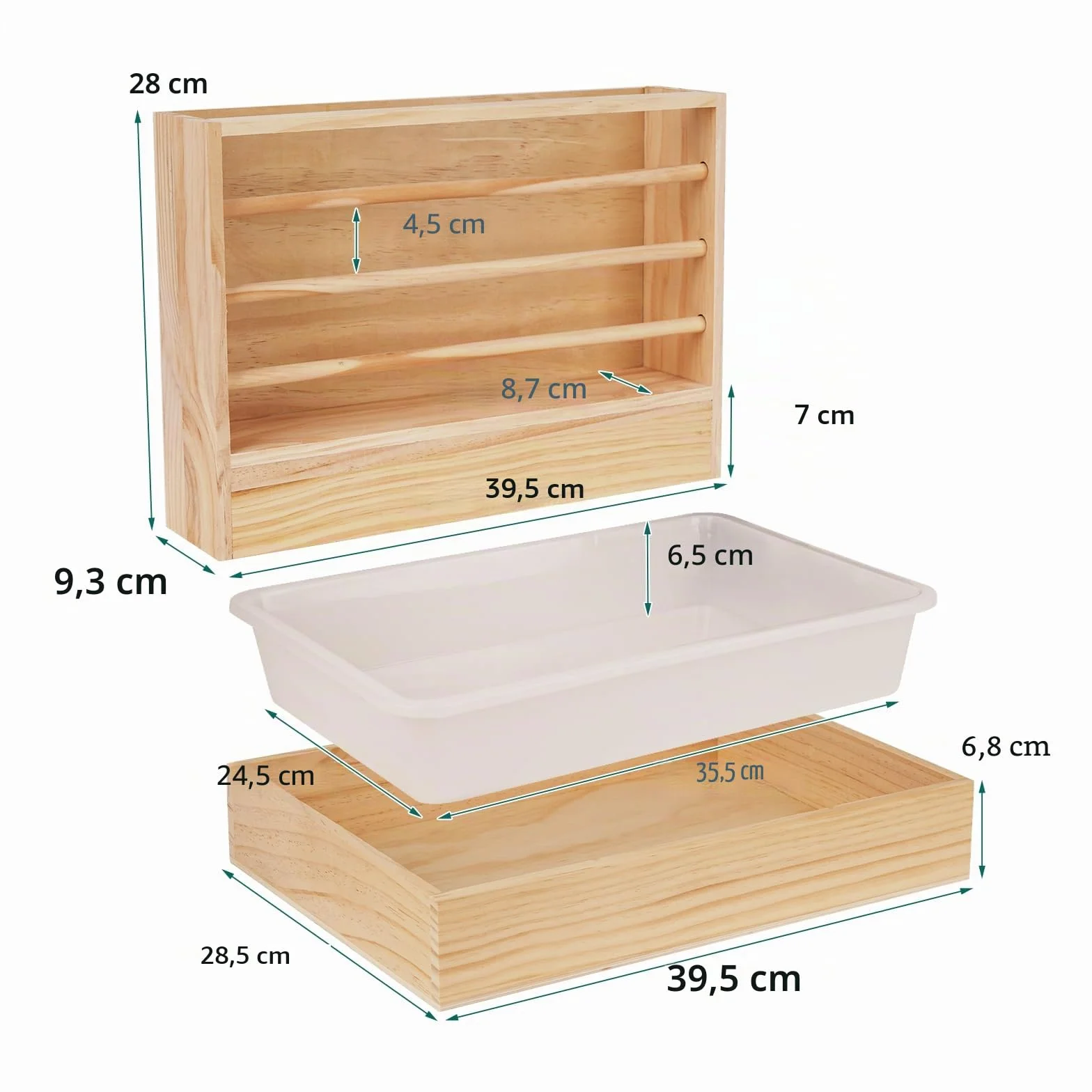 Râtelier à foin 2 en 1 en bois pour hamster avec distributeur automatique et bac à litière