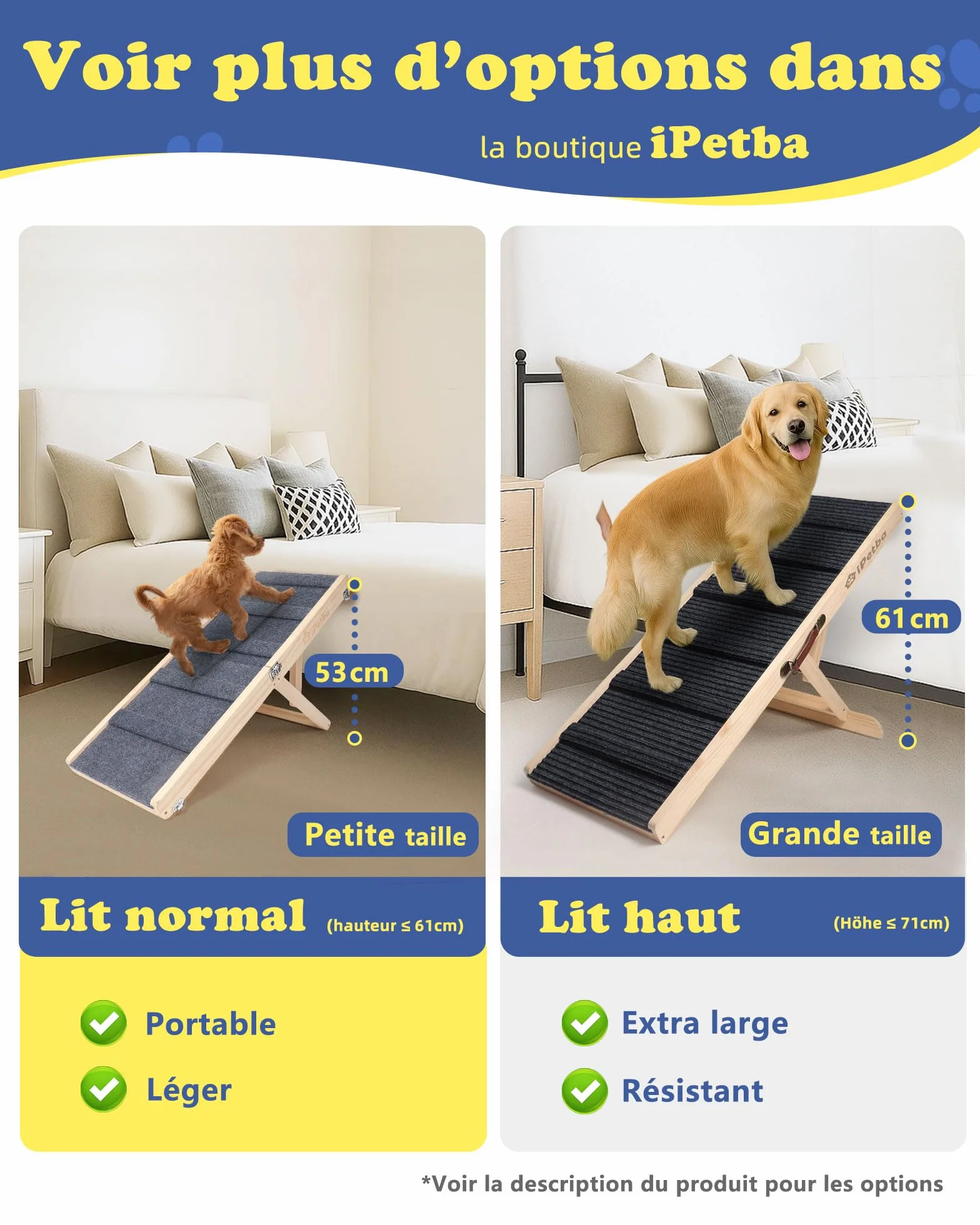 Rampe pour Chien pour Lit & Canapé Antidérapant Pliable Réglable Jusqu'à 16 kg