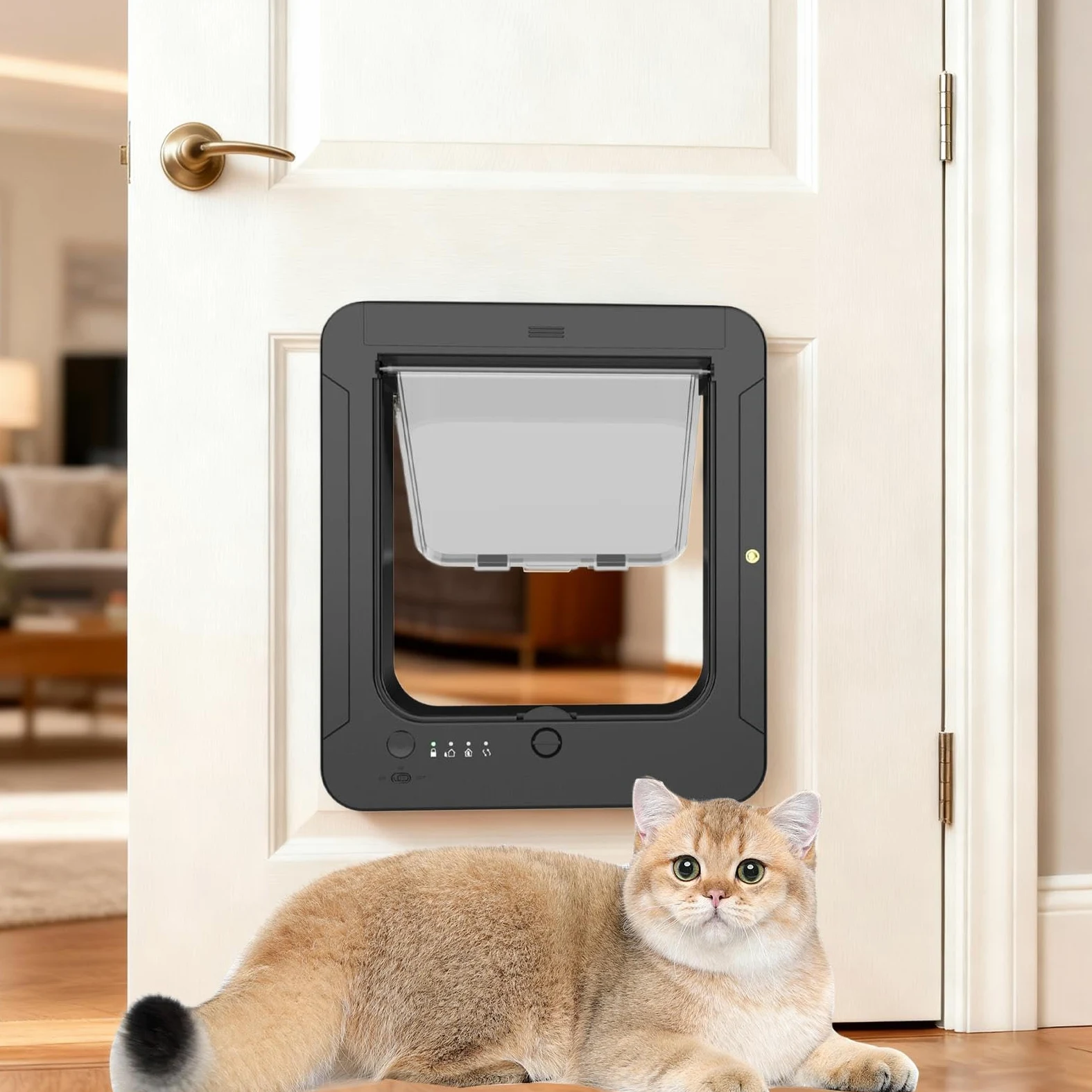 Porte Chat Puce Électronique Porte Intelligente pour Animaux avec | Ouverture À Battant Pour Chats Pour Extérieur Terrasse Balcon Couloir
