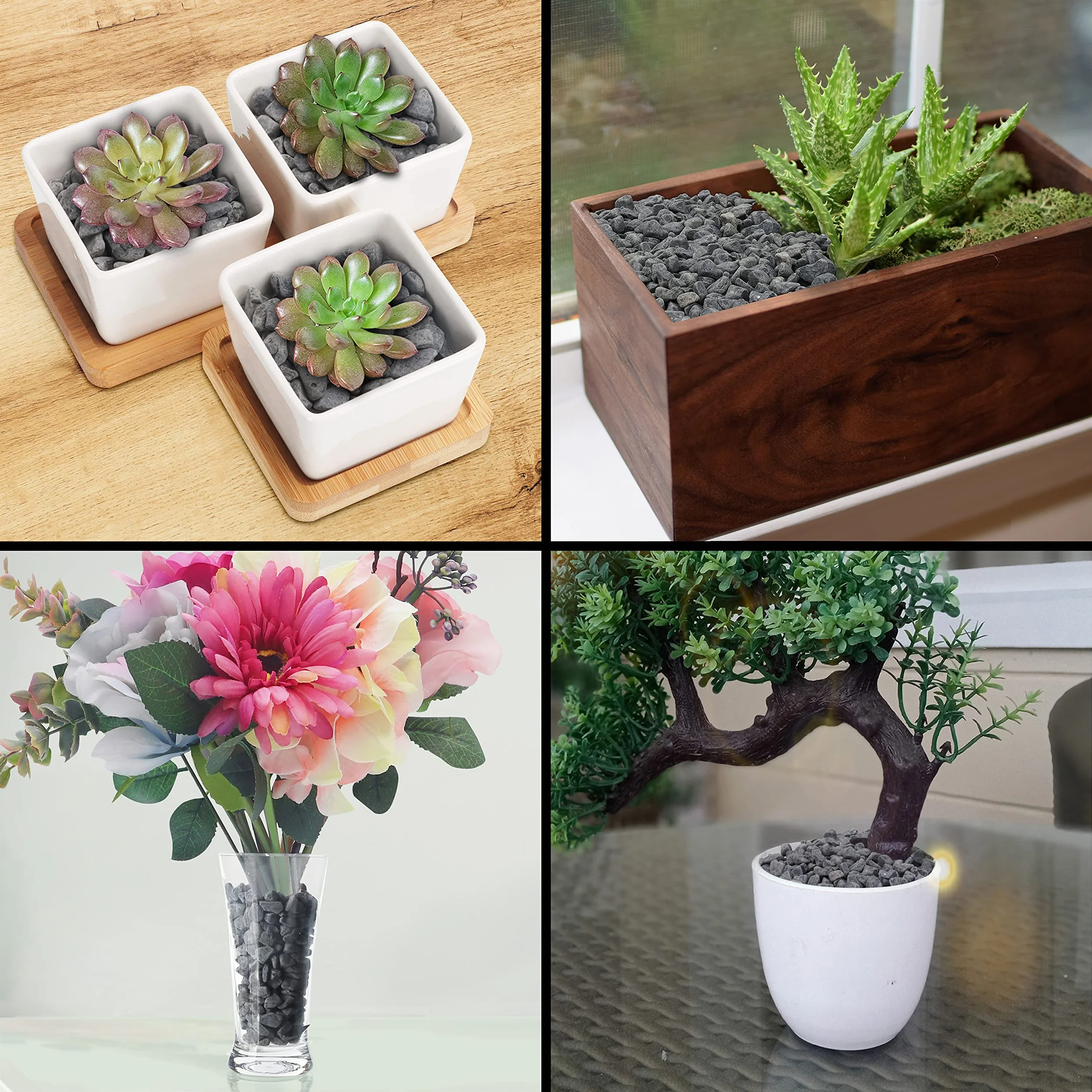 Belle Vous Gravier Decoratif Gris Naturel (Sac de 3,6 kg) Assortiment de Cailloux Decoratif pour Vase de 0,5-1,3 cm - Pierres Décoratives de Rivière pour Plante, Jardin, Aquarium, Maison & Jardin