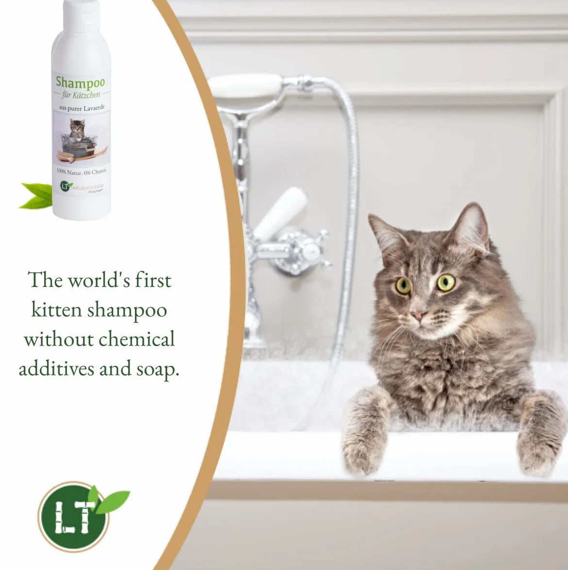 Shampooing bio pour chaton hypoallergénique anti-démangeaisons à la lave blanche 250 ml