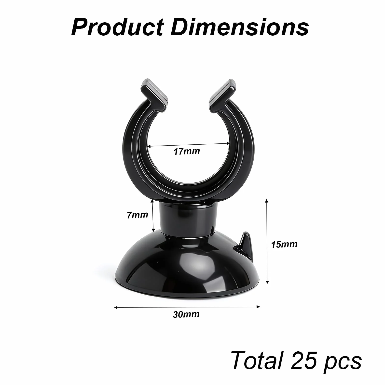 Ventouses de chauffage d'aquarium Lot de 25 - Noir - Diamètre intérieur 17 mm