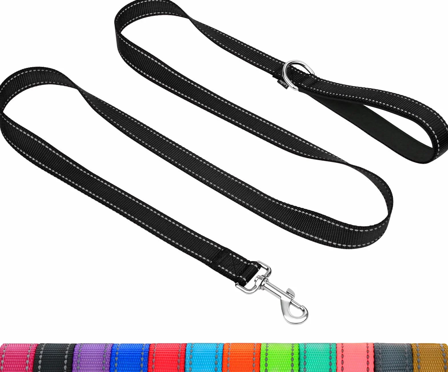 Taglory Laisse Chien Nylon Réfléchissante 180cm x 2cm Noir