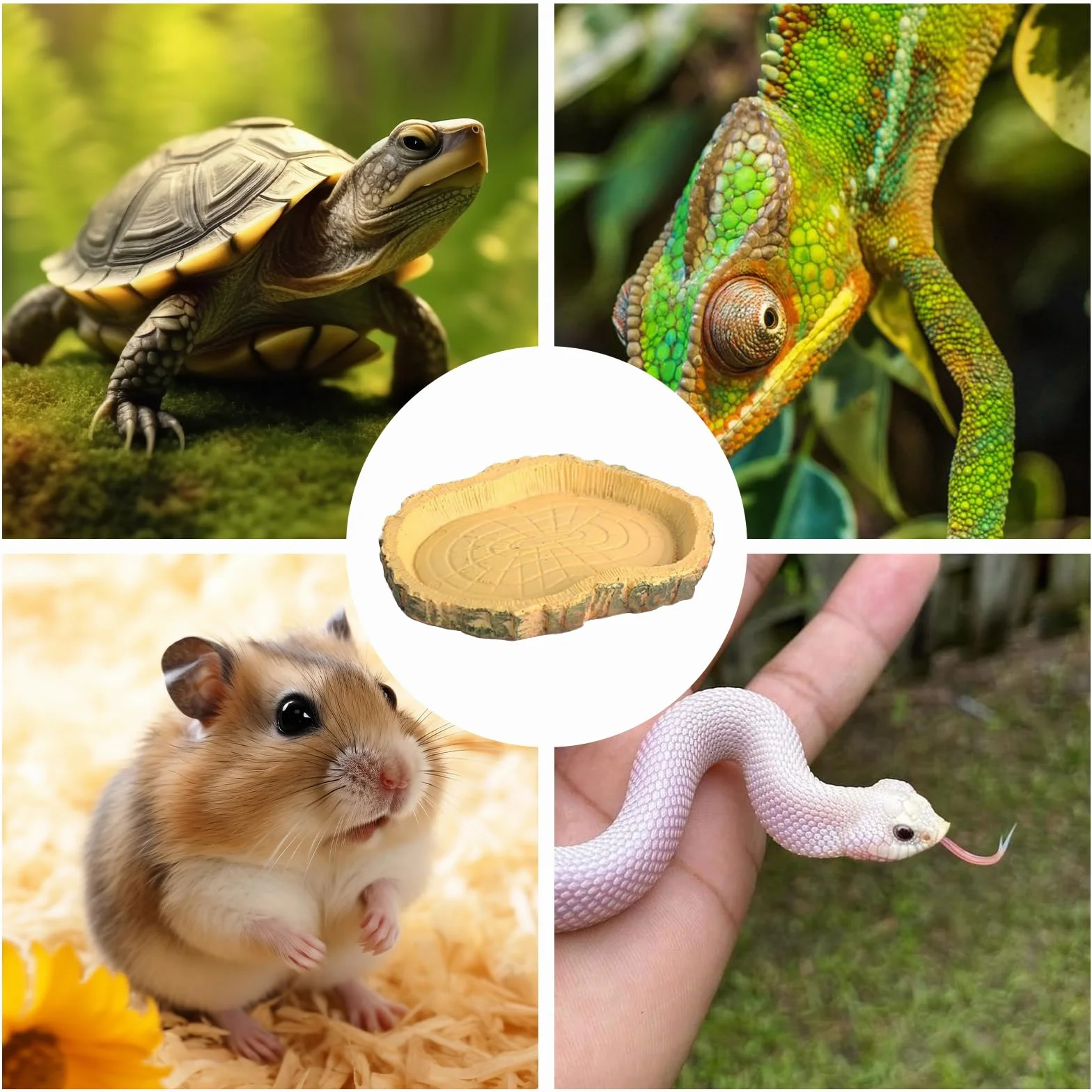 Lithyc 2 pièces Bols à Eau pour Reptiles - Abreuvoir Tortue Terrestre - Nourriture Bol Reptiles en Feuilles