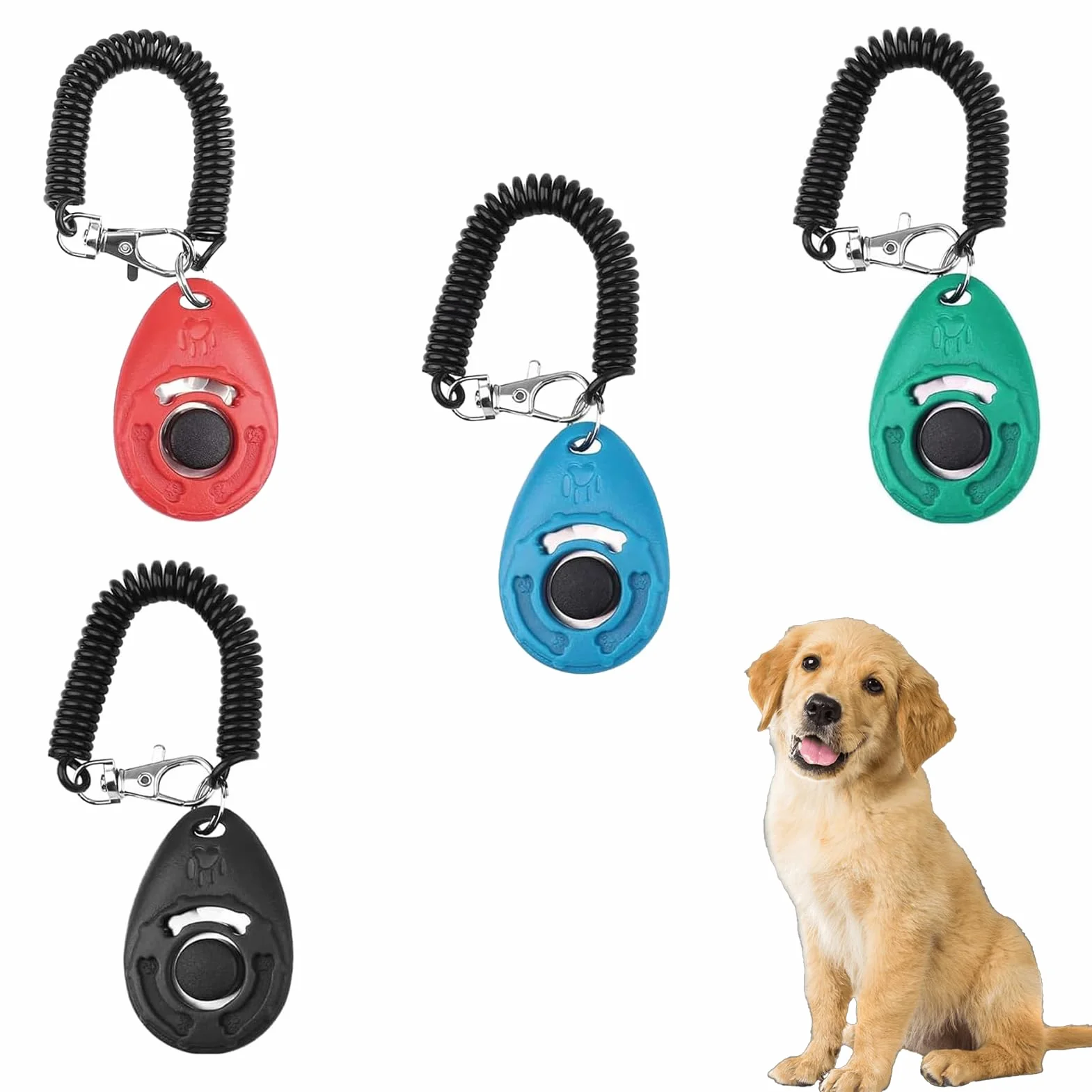 4 PCS Clicker de Chien,Clickers pour Chien,Clicker de Dressage pour Animaux de Compagnie avec Dragonne,Clickers de éducation Formation,Professionnel Clicker Chien Dressage pour Chien,Chat,Cheval.
