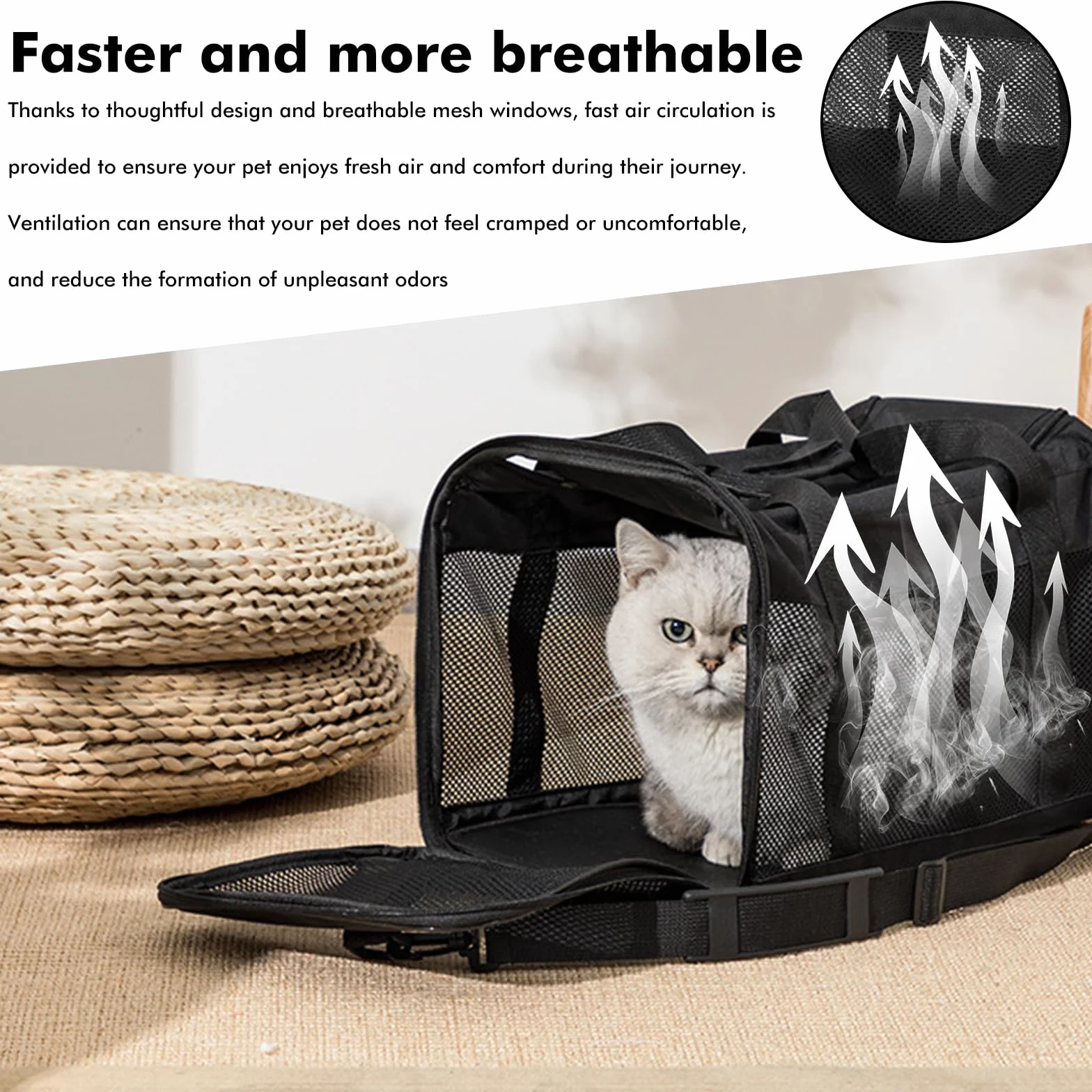 WANDGU Sac Transport pour Animaux de Compagnie 42x27x28cm Pliable avec Écuelle