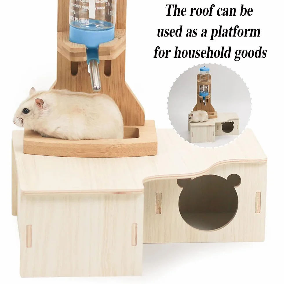 Maison d'angle pour Hamsters Maison en Bois pour Hamsters Cage pour Hamsters Cachette d'angle pour Gerbils-Chinchilla-cochons d'Inde Petits Animaux nichent