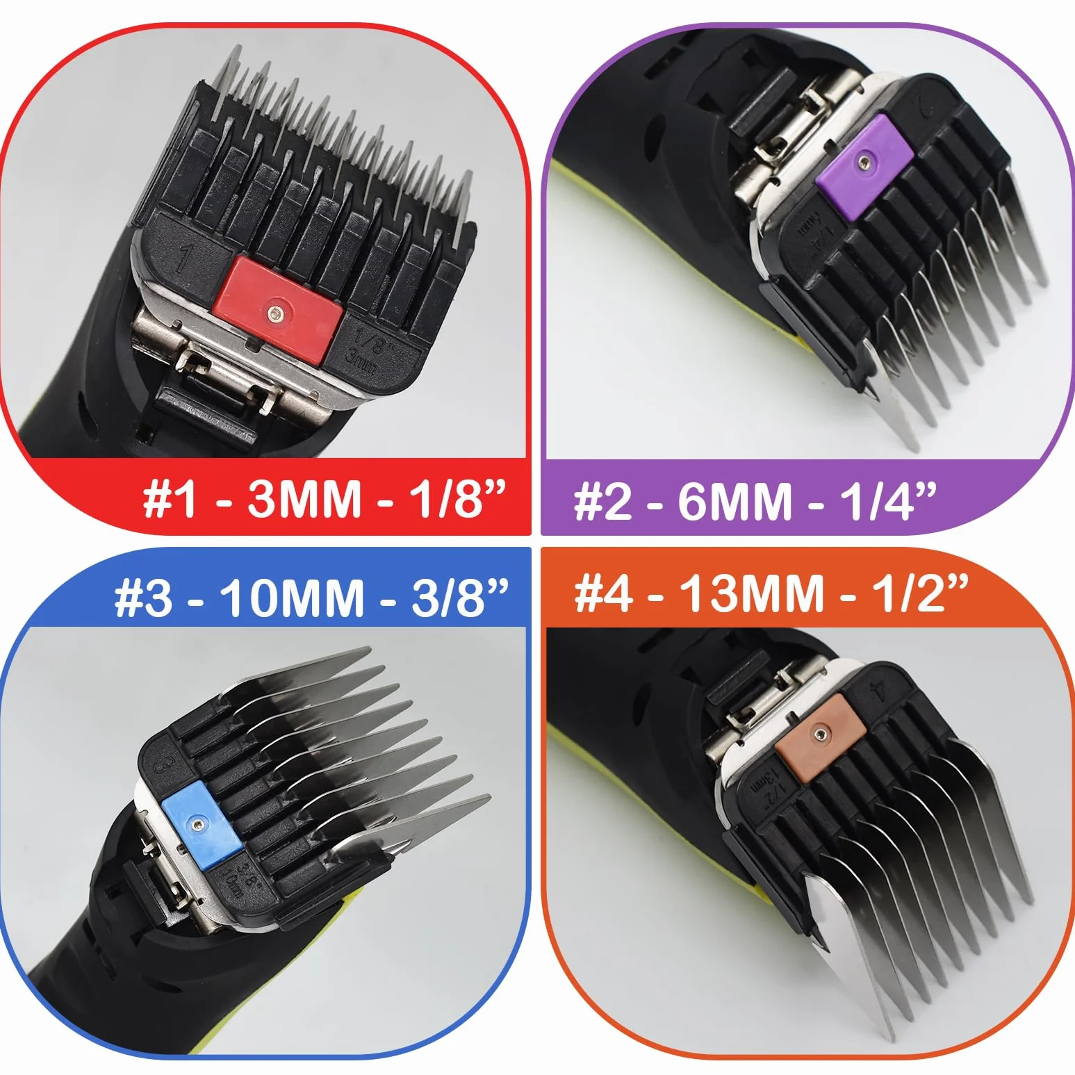 Peignes Guides Professionnels en Acier Inoxydable Type A5 Compatibles Wahl KM2/5/10 Andis AG/BG Oster A5/A6 3-25mm