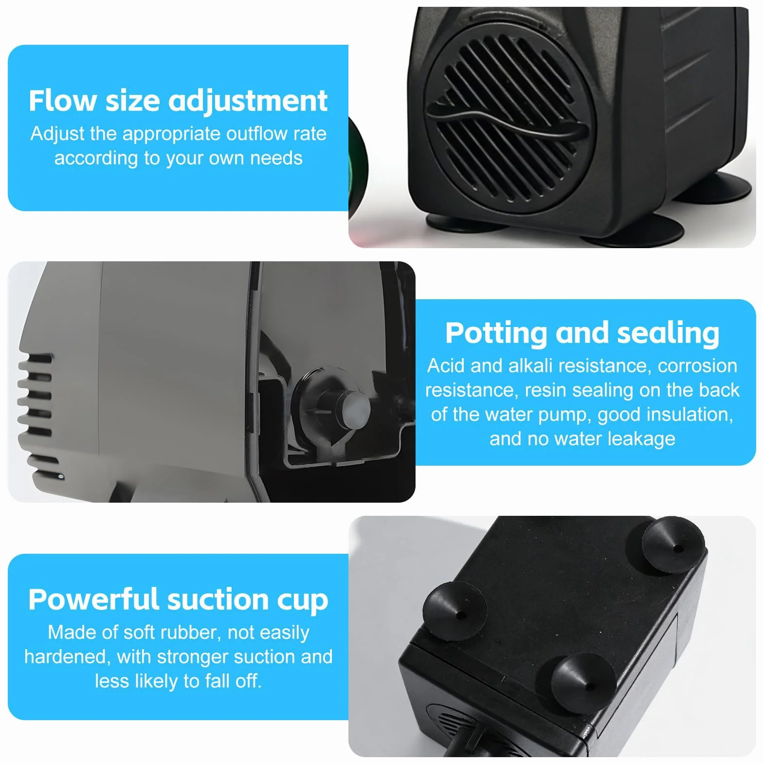 Pompe de fontaine extérieure 600 L/h 15 W 220 V 3 en 1 avec 4 LED