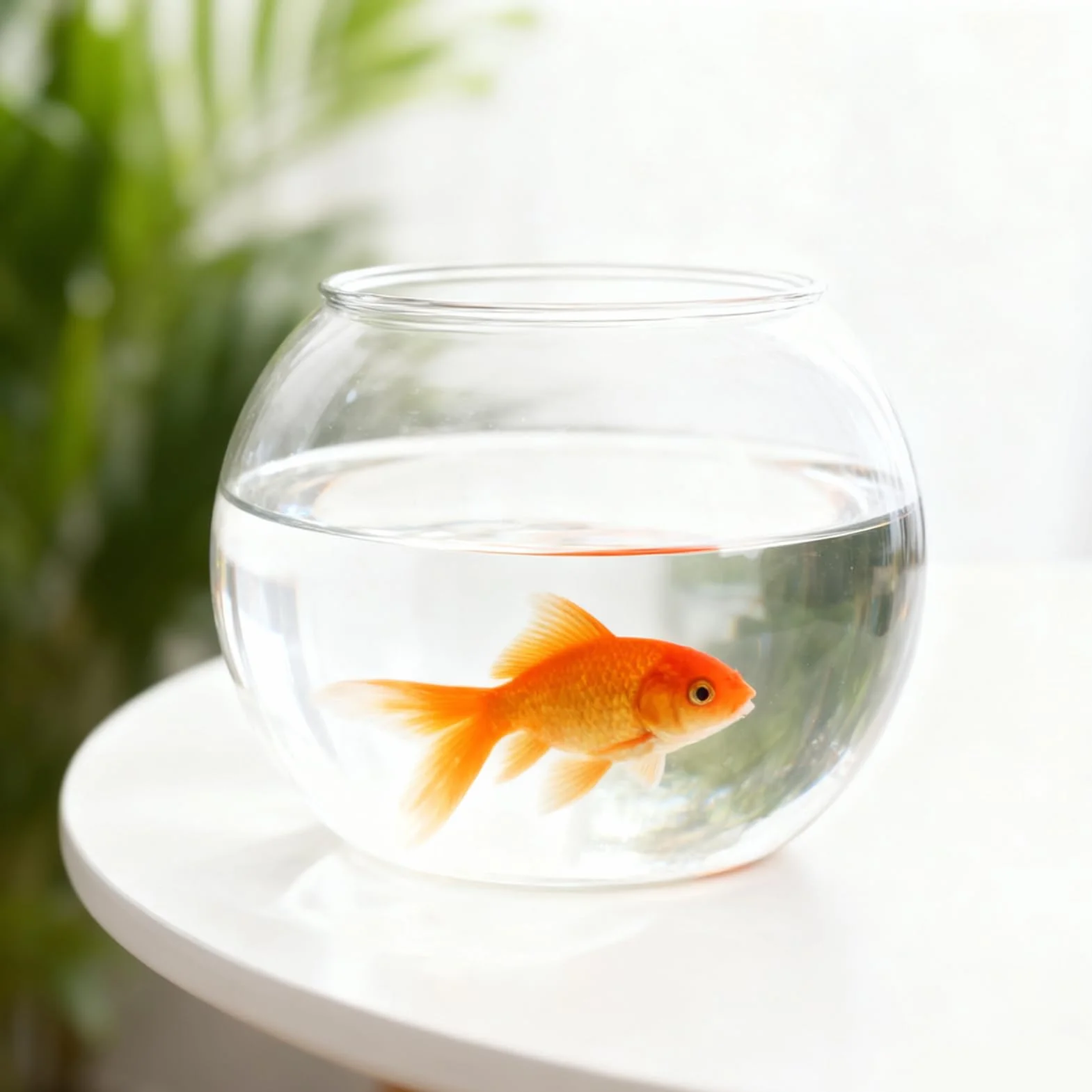 Bocal à Poissons Rond Transparent, Aquarium en Plastique Incassable, Mini Vase pour Poissons Rouges