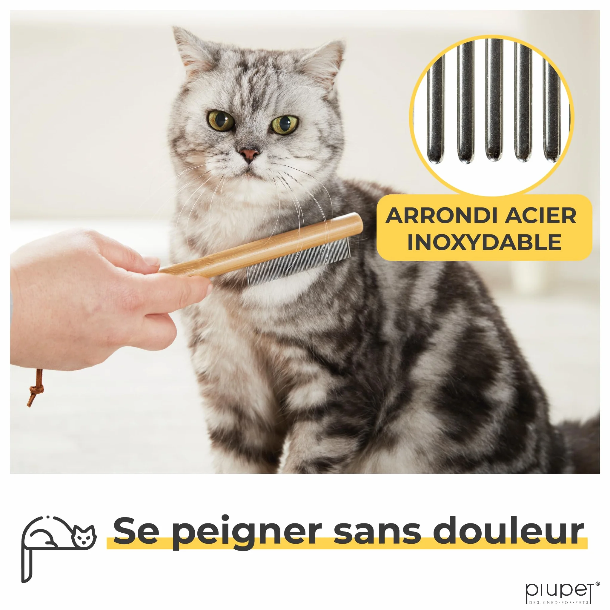 PiuPet Peigne Anti puces pour Chat Chien Brosse Anti-puces poux tiques