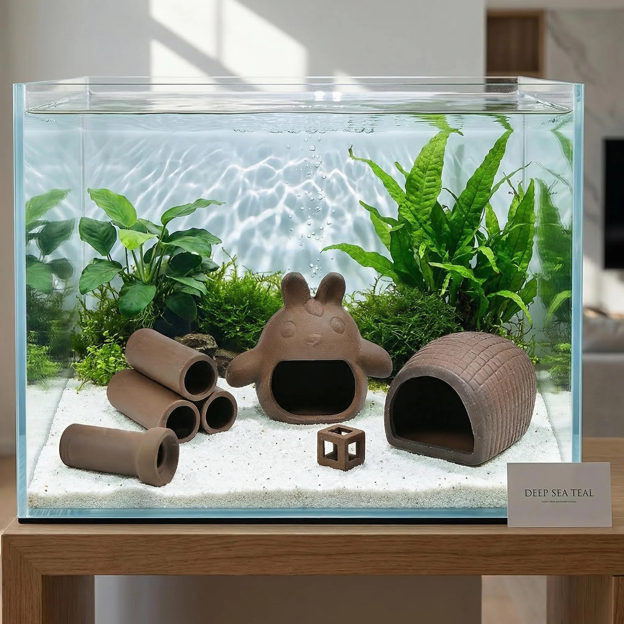 Caches Et Grotte Aquarium en Argile Violette Décoration Poisson-Chat Abri Céramique Forme Torii Rouleau Terre Cube Cachette