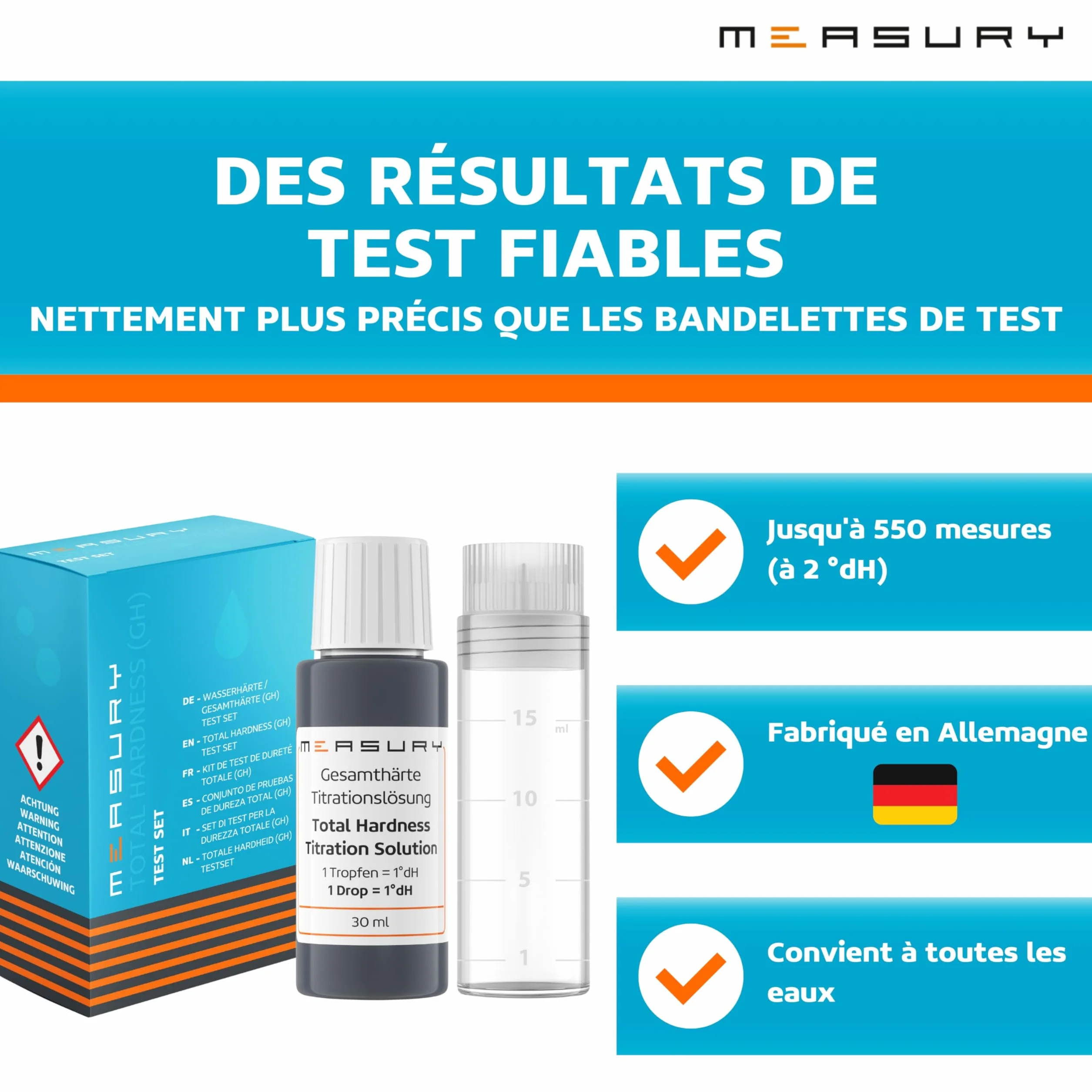 Testeur dureté eau Measury 30 ML 550 tests