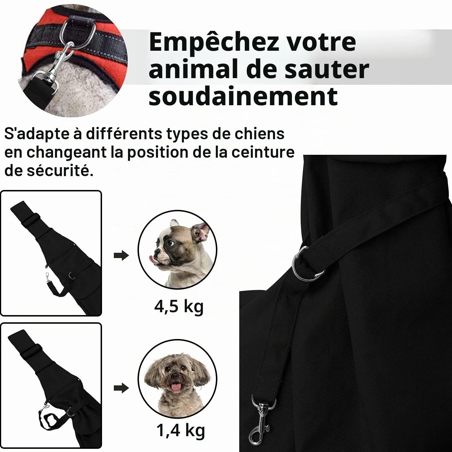Sac de Transport pour Chien Réglable Bandoulière Respirant pour Petit Chien Marche Plein Air Noir